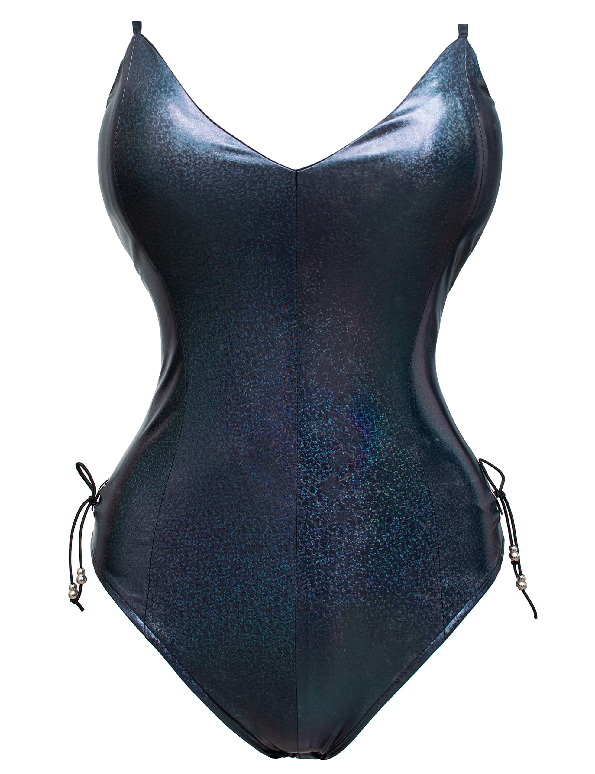 Women's Bunny Costume - Shimmering Holographic Bodysuit with Stockings Set | Anime Cosplay, Senpai Outfit, Party Wear for Halloween & Themed Events
