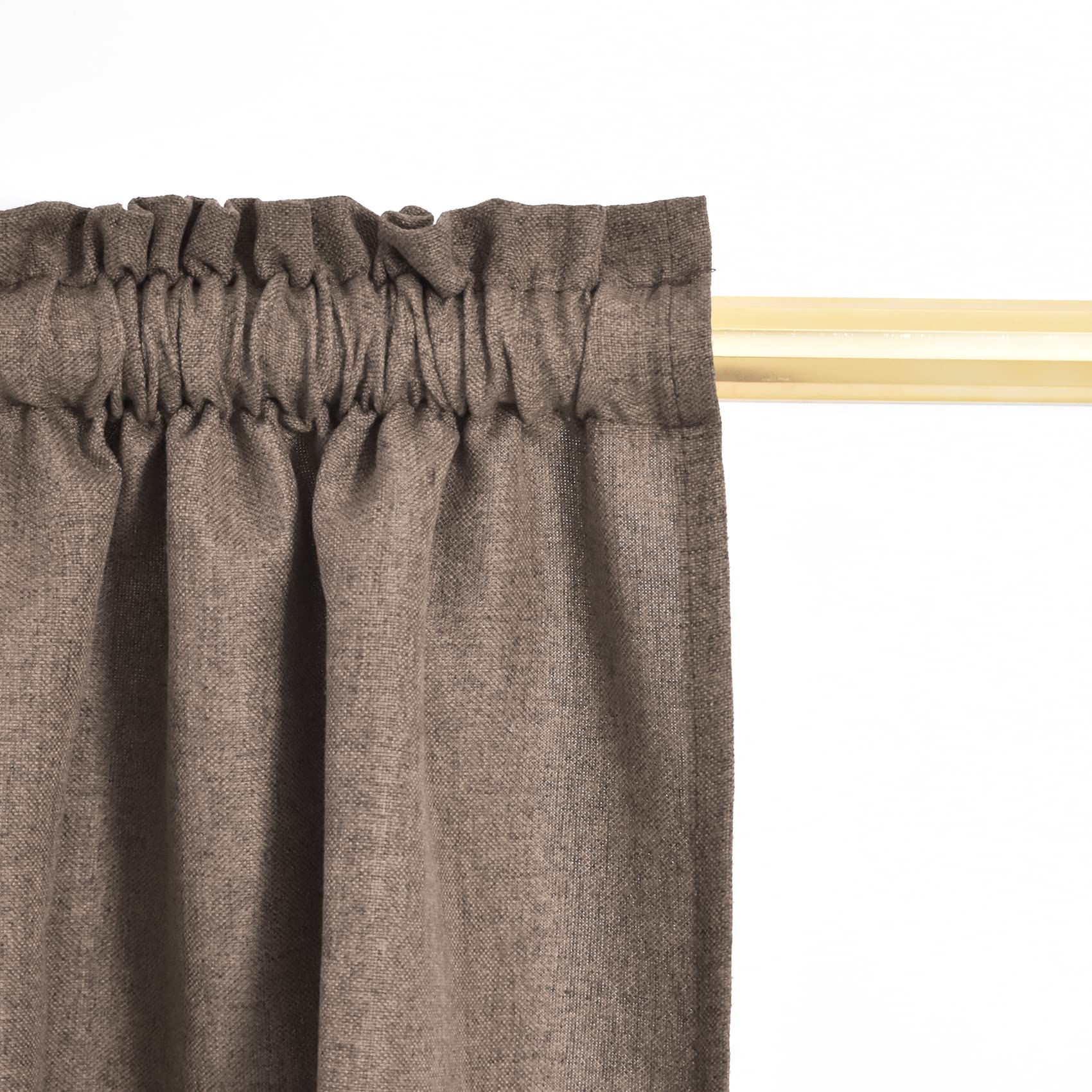 UPOPO 2-Pack Brown Linen Textured Valance Curtains - 18 Inch Short Window Curtains with Rod Pocket for Kitchen, Living Room, Bedroom & Bathroom - Perfect for Caravans, Privacy & Home Decor
