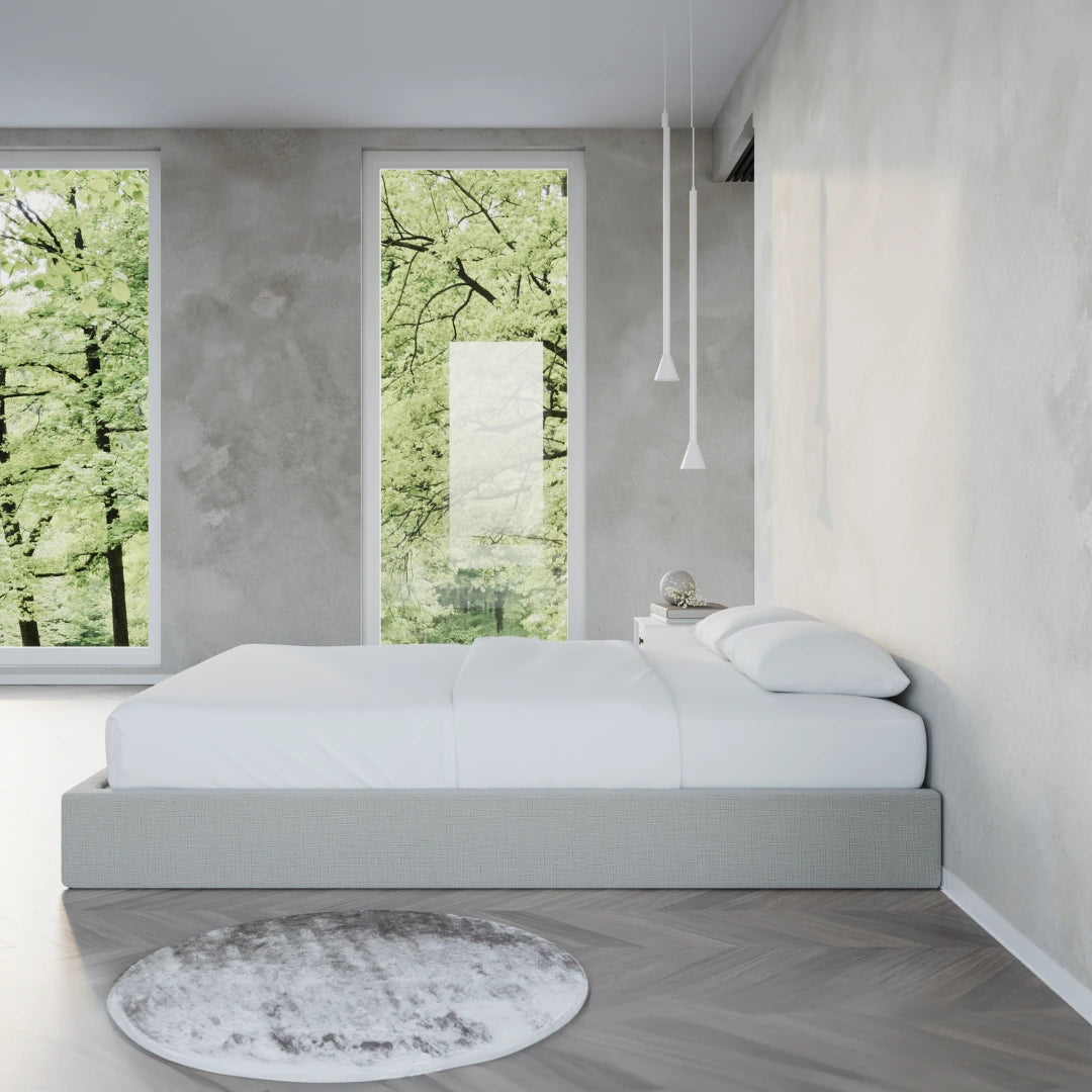 Classic Bed Frame with Moon Design - Sturdy Metal Platform Bed for Bedroom, Guest Room & Dorm | Modern & Minimalist Style