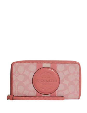 Coach Dempsey Large Phone Wallet - Signature Jacquard with Stripe & Patch - Crossbody Wallet for iPhone & Samsung - Perfect for Travel, Shopping & Daily Use