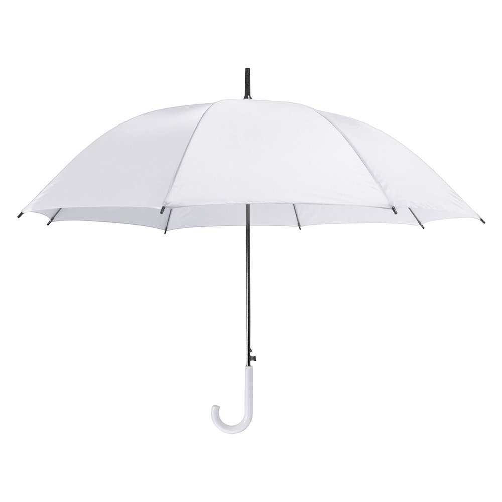 White 86cm Plastic Crook Handle Wedding Umbrella - Elegant Folding Bridal Accessory for Outdoor Ceremonies, Photos & Rainy Days