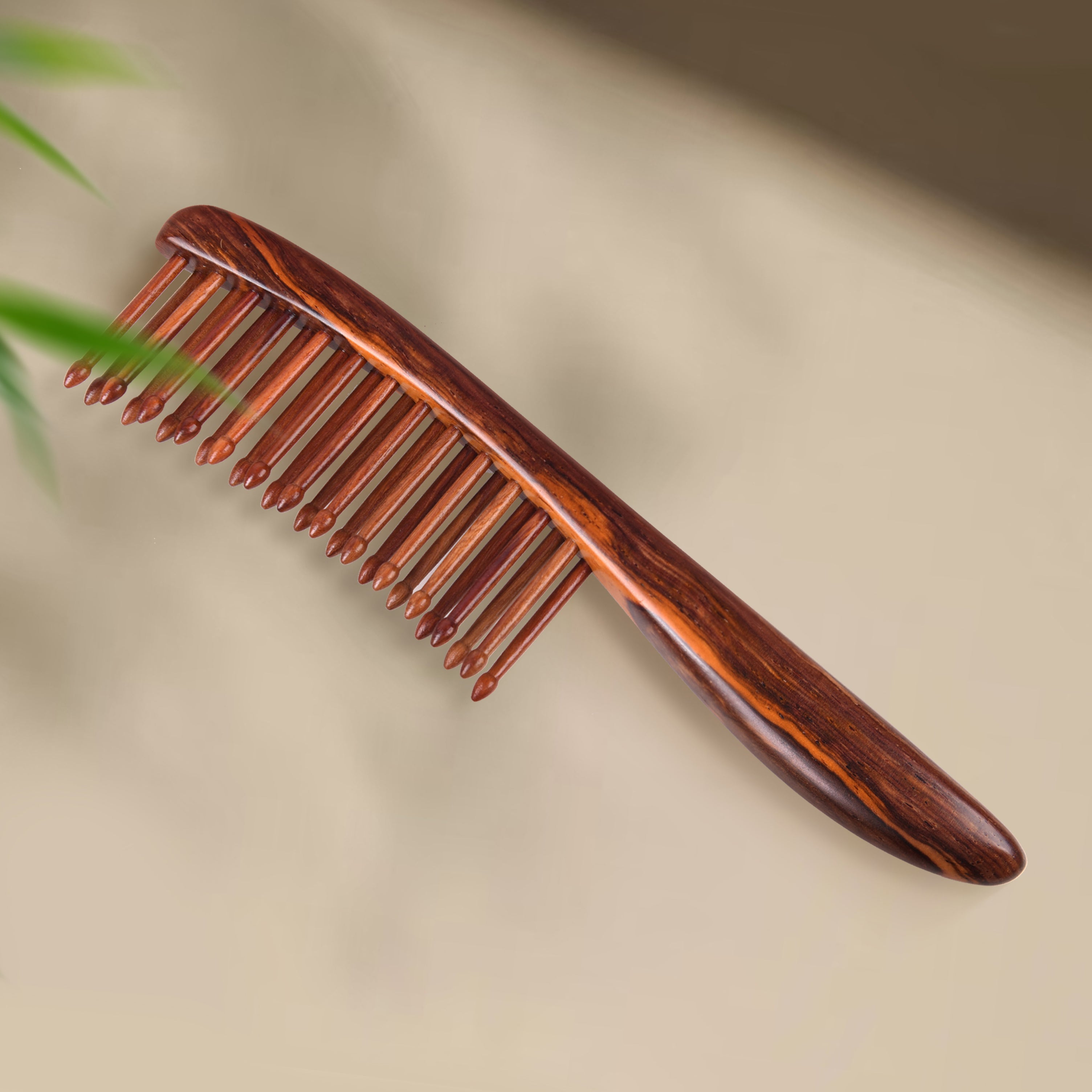 Premium Red Wood Comb with Teeth - Natural Wooden Hairbrush for Detangling & Styling - Perfect for Daily Hair Care, Travel & Gifts