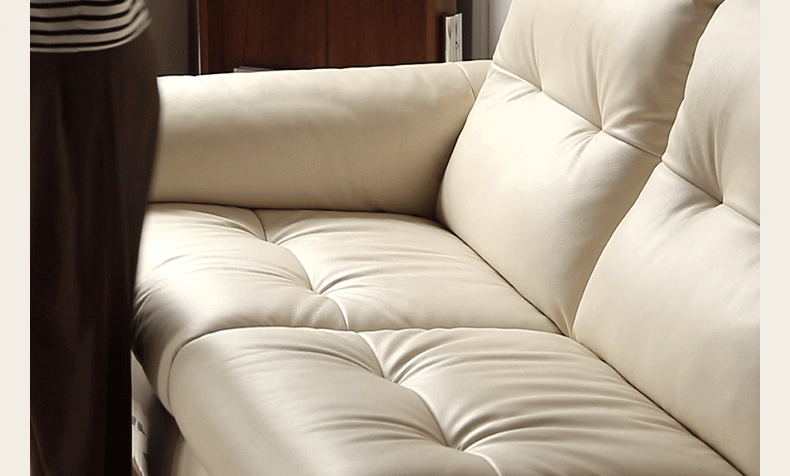 Premium Electric Recliner Sofa - Genuine Leather, Cream Color, Power Lift & Recline - Perfect for Living Room, Home Theater & Relaxation