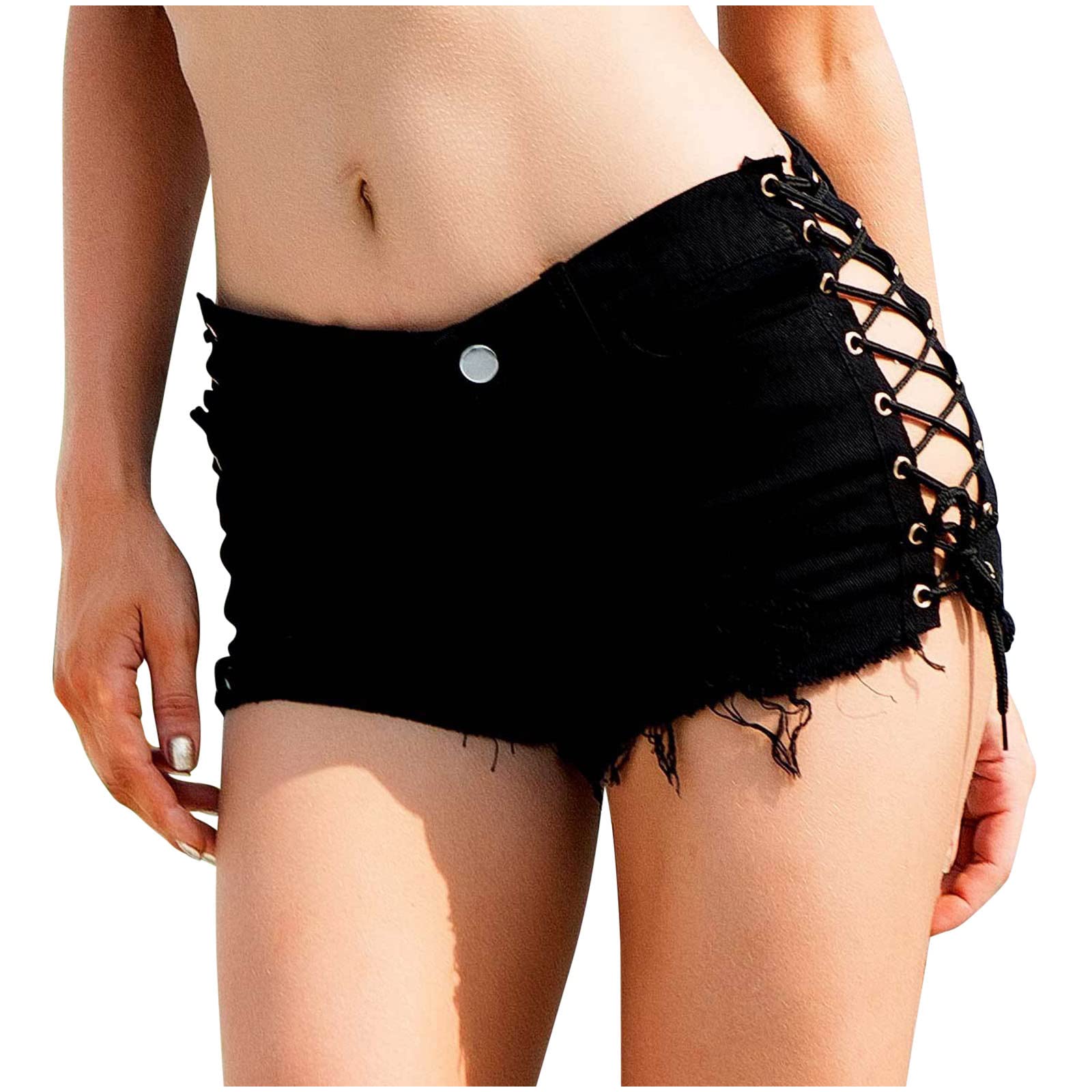 Sexy High Waist Ripped Denim Shorts for Women - Distressed Lace Up Mini Jeans Hot Pants | Perfect for Nightclub, Party & Summer Outfits