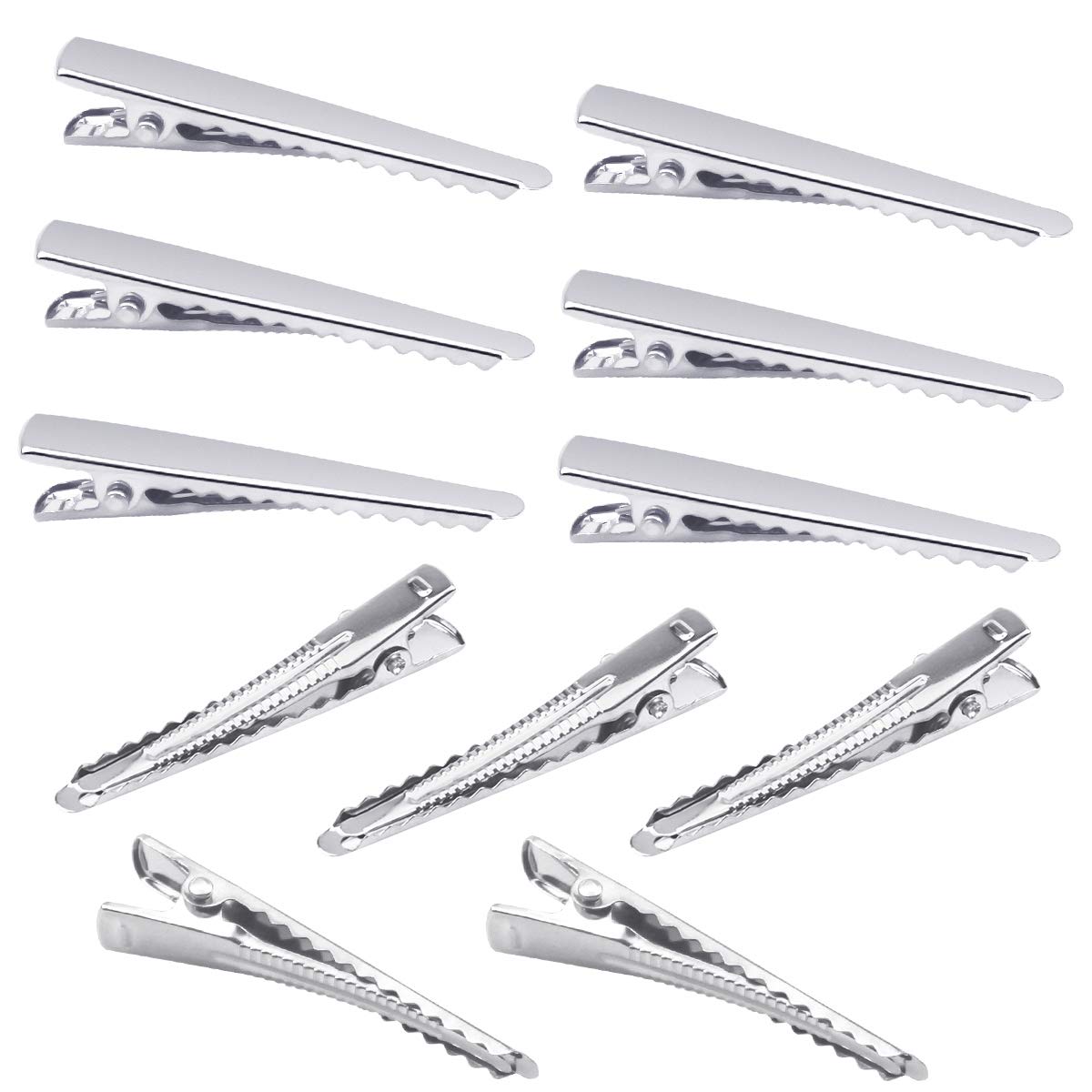 100pcs Silver Metal Alligator Hair Clips - 45mm Single Prong Teeth DIY Non-slip Hair Barrettes for Women & Girls | Perfect for Braids, Ponytails & Updos