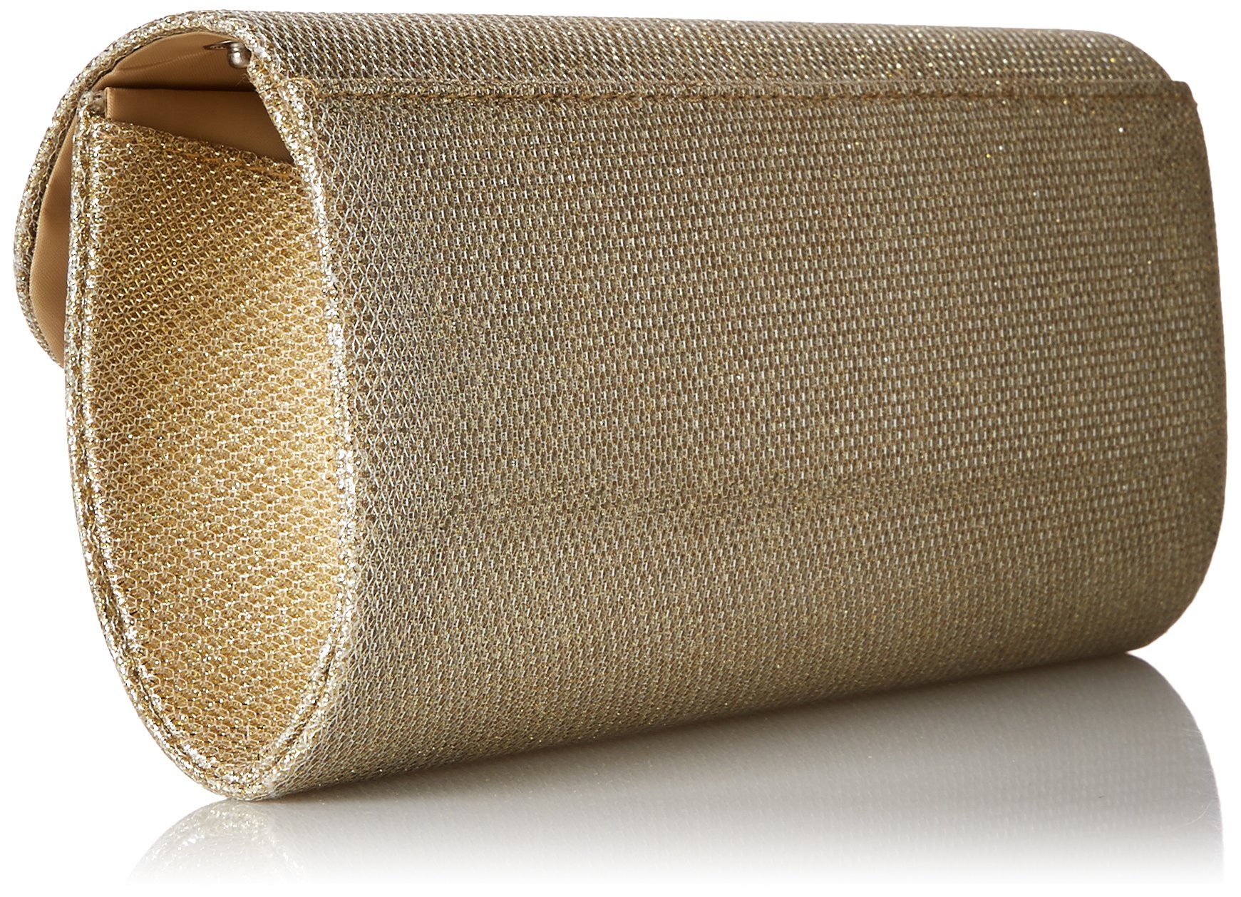 Damara Women's Glitter Oblique Flap Clutch Handbag in Gold - Perfect for Evening Parties, Weddings & Special Occasions