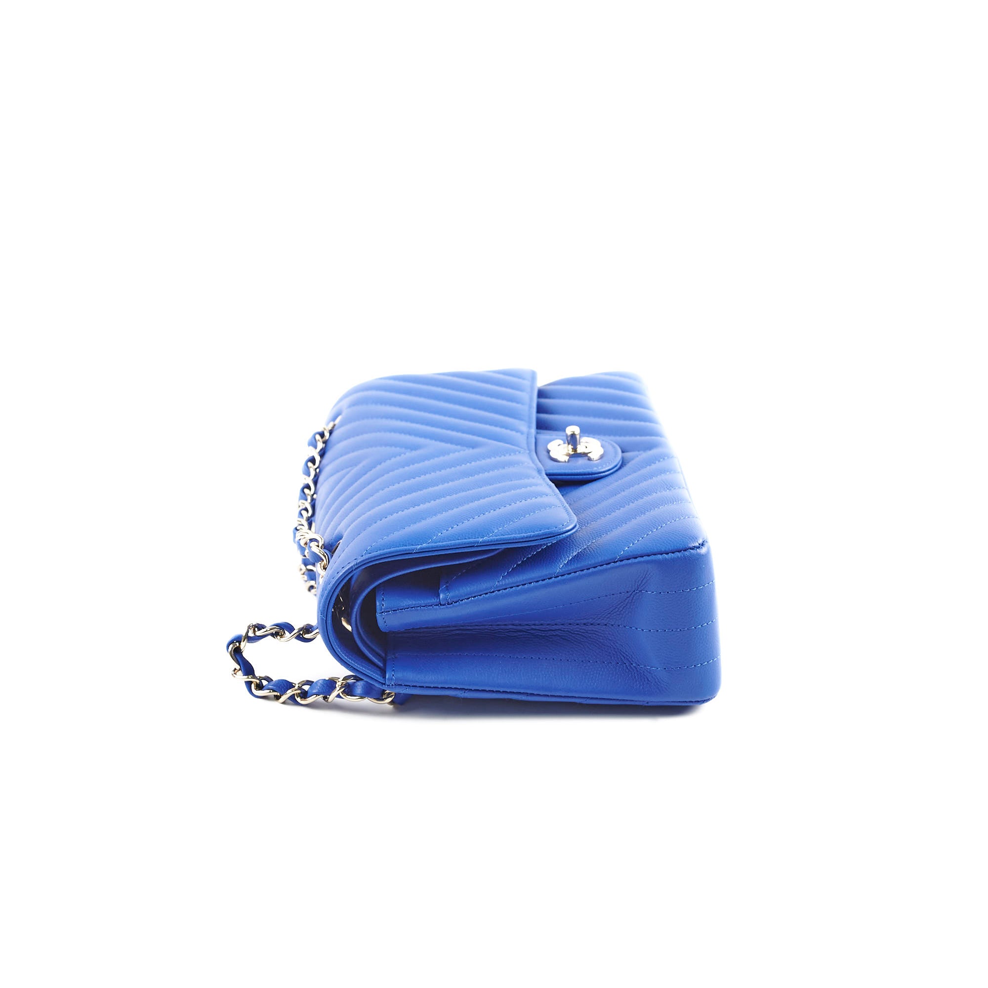 Chanel Medium/Large Caviar Chevron Classic Cobalt Blue Handbag 2021 - Luxury Designer Shoulder Bag for Women, Perfect for Parties, Weddings & Special Occasions