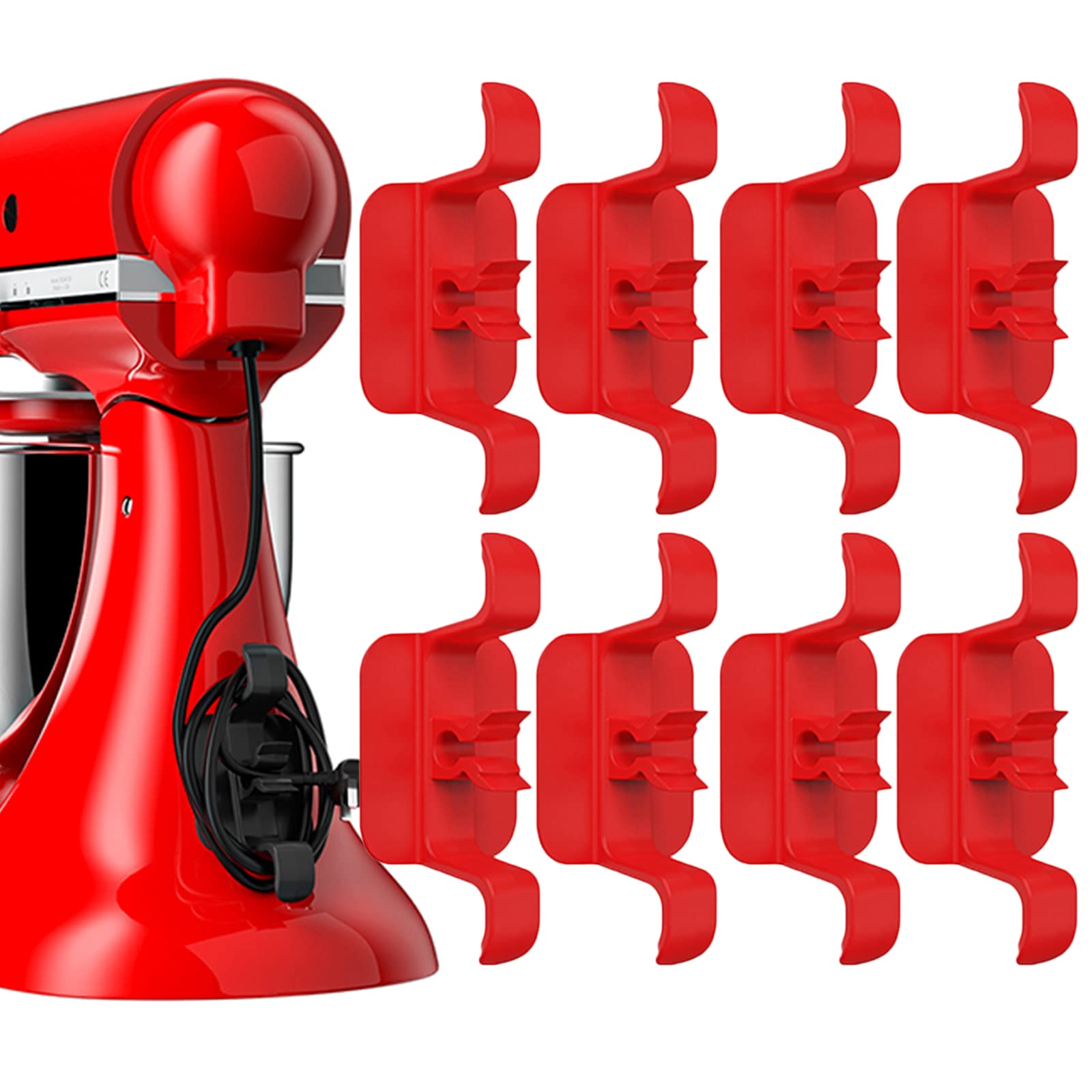 8Pcs Red Cord Holder for Kitchen Appliances - Shark Cord Organizer with Plug Holder for Blenders, Coffee Makers, Air Fryers | Perfect for Small Home Appliances & Kitchen Organization