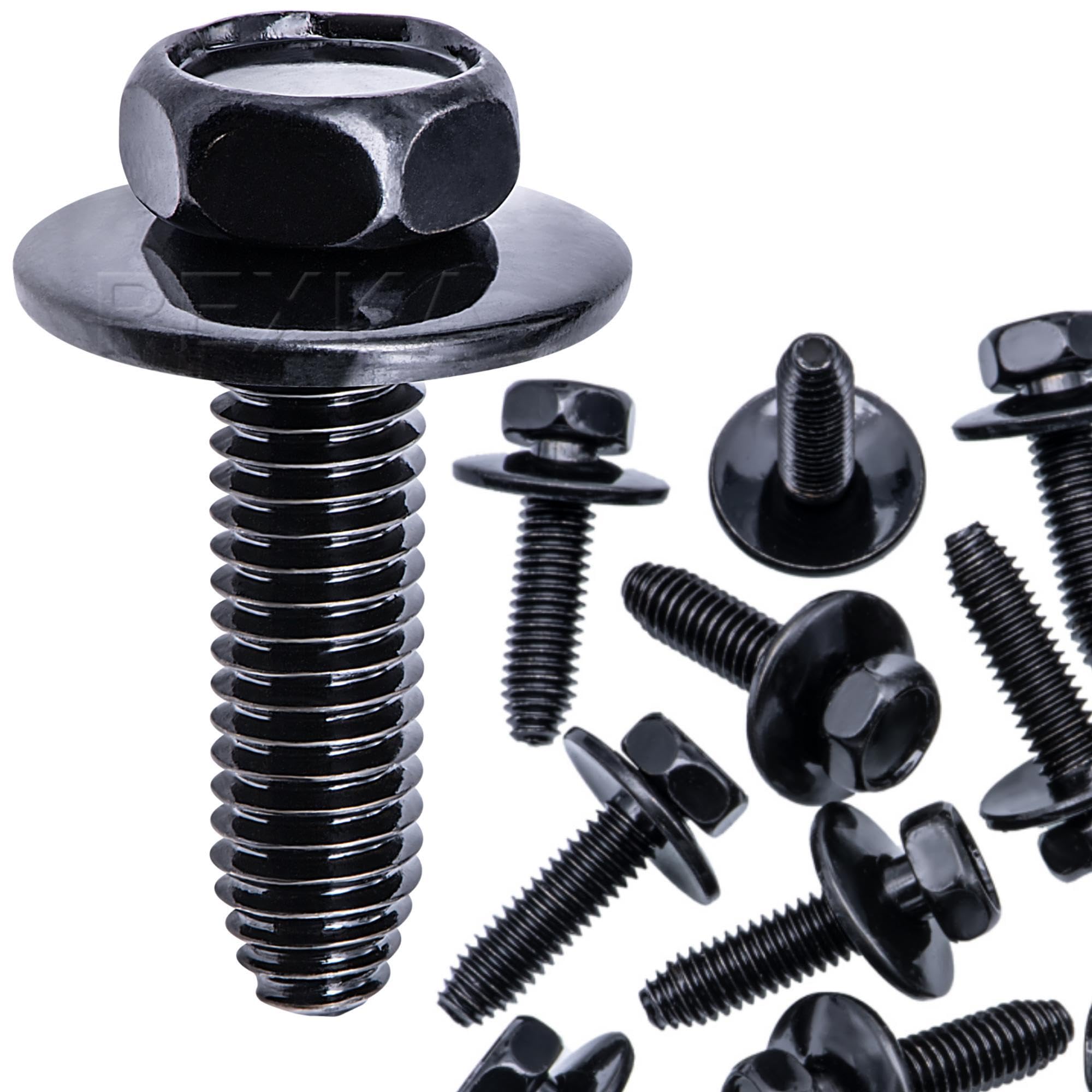 Rexka 10pcs M6 1.0 X 25mm Metric Hex Head Sems Bolts Body Screws - Compatible with GMC Buick Chevrolet Cadillac 11503834, 20351035 - Perfect for Auto Repair, DIY Projects & Vehicle Maintenance
