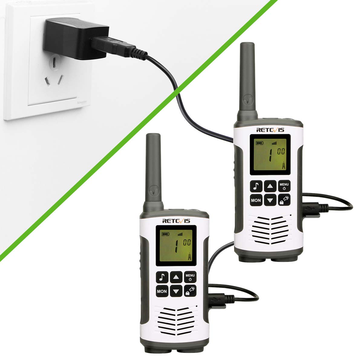 Retevis RT45 Rechargeable Long Range Two Way Radios - 4 Pack Walkie Talkies with NOAA Weather Alert, 10 Call Tones, VOX Hands-Free & Flashlight | Perfect for Outdoor Adventures, Construction Sites, and Emergency Communication