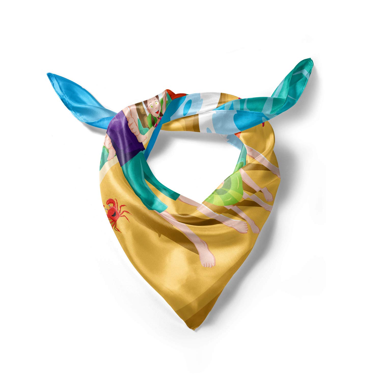 Ambesonne Travel Headscarf - Happy Family on the Beach Print, Stylish Hijab Scarf for Women, Lightweight Summer Beach Accessory - Perfect for Vacation, Swimming, and Outdoor Activities