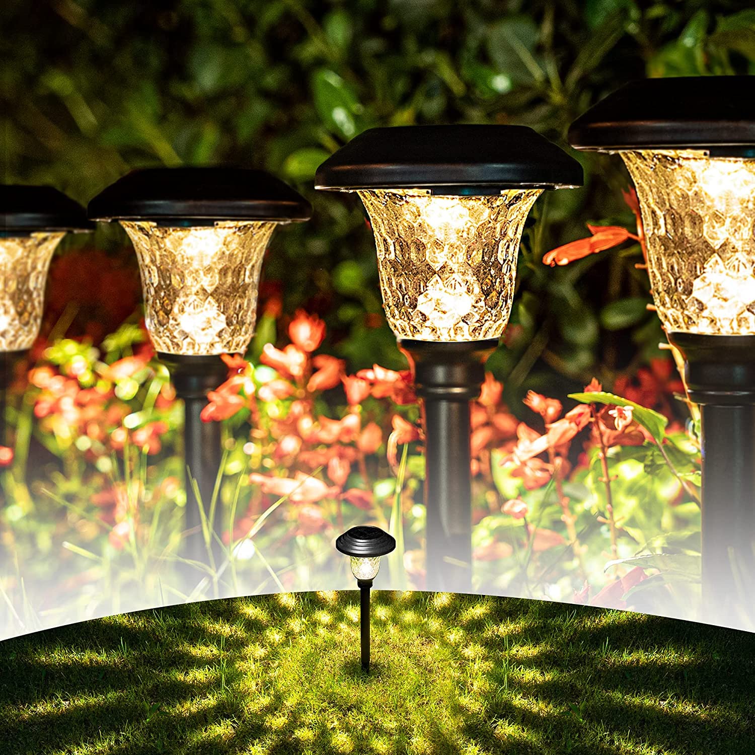 GIGALUMI 8 Pack Solar Pathway Lights - Outdoor Solar Garden Lights with Warm White LED, Waterproof Landscape Lighting for Yard, Patio, Walkway (Black) | Perfect for Driveway, Garden Decor, Backyard & Pathway Illumination
