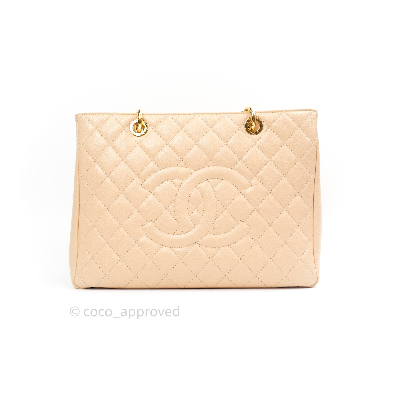 Chanel Caviar Leather Grand Shopping Tote GST Bag in Beige with Gold Hardware - Luxury Designer Handbag for Women, Perfect for Work, Travel & Everyday Use