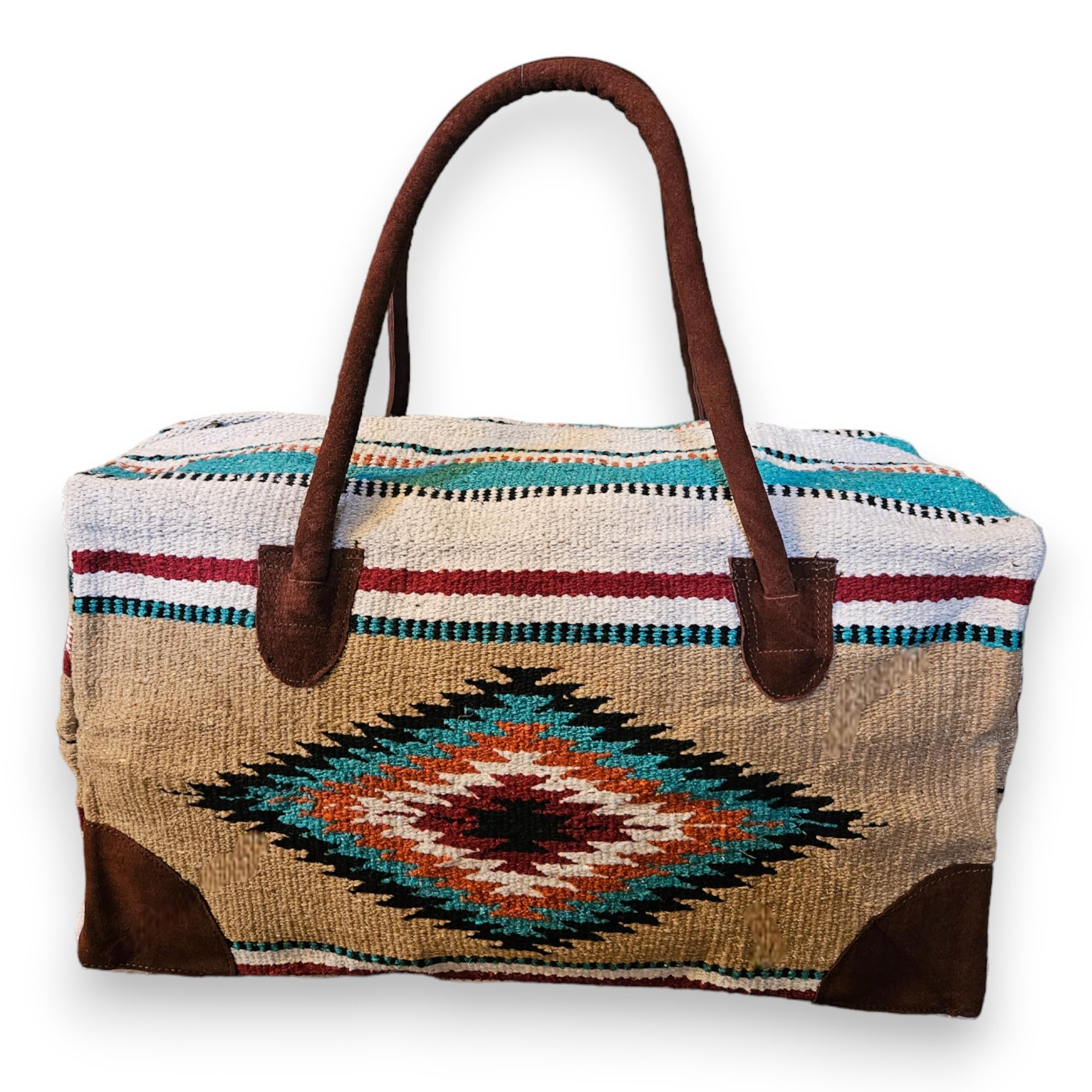 Southwestern Large Weekender Travel Bag - Western Duffle Bag for Women & Men, Boho Style Carry-On with Handles & Shoulder Strap (Diego Pattern) - Perfect for Weekend Getaways, Gym, Beach Trips & Air Travel