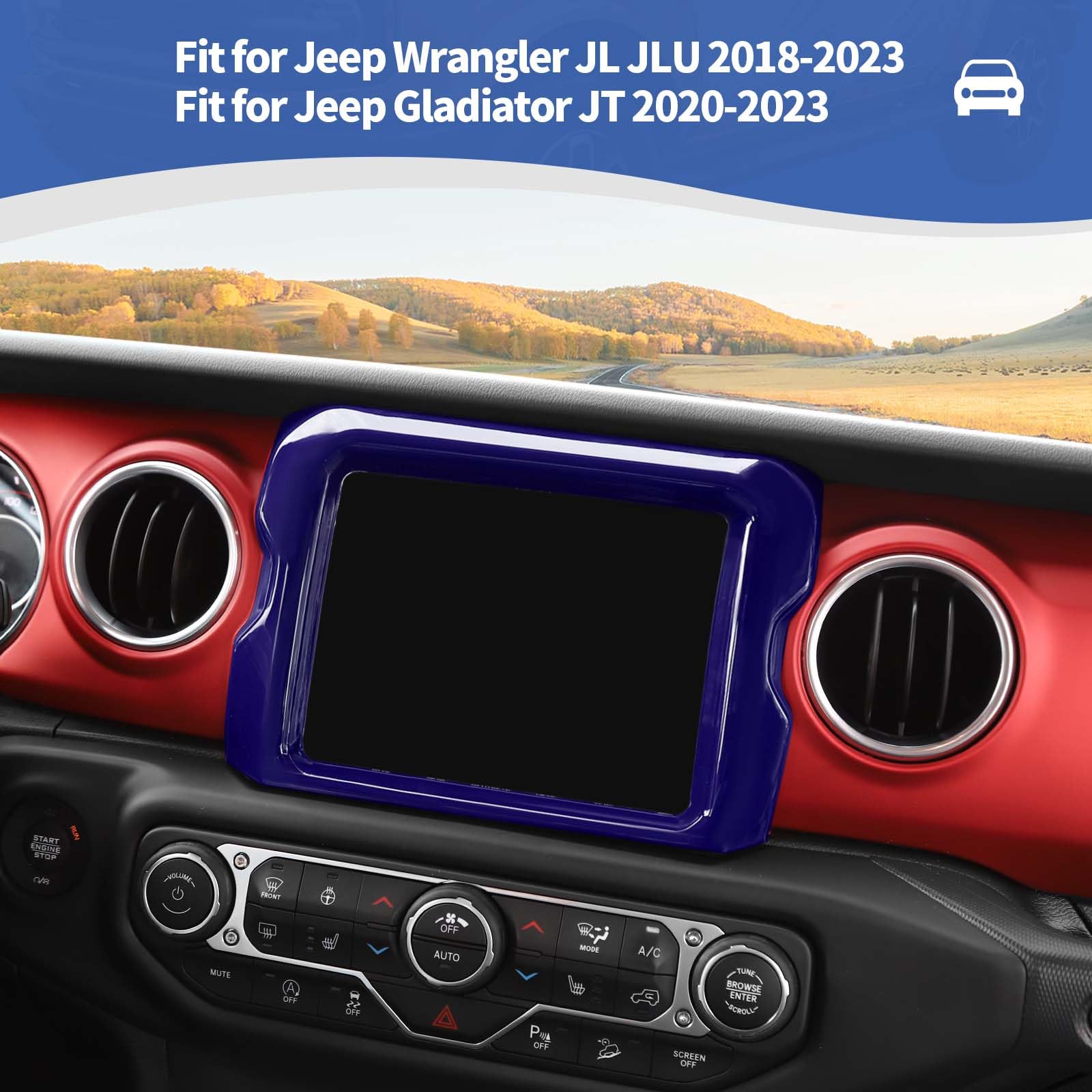 Jeep JL Center Console Radio Display Panel Trim Cover - Compatible with Jeep Wrangler JL/JLU & Gladiator JT (2018-2023) - 8.4 Inch Purple Interior Accessories - Upgrade Your Ride for Off-Road Adventures & Daily Commuting