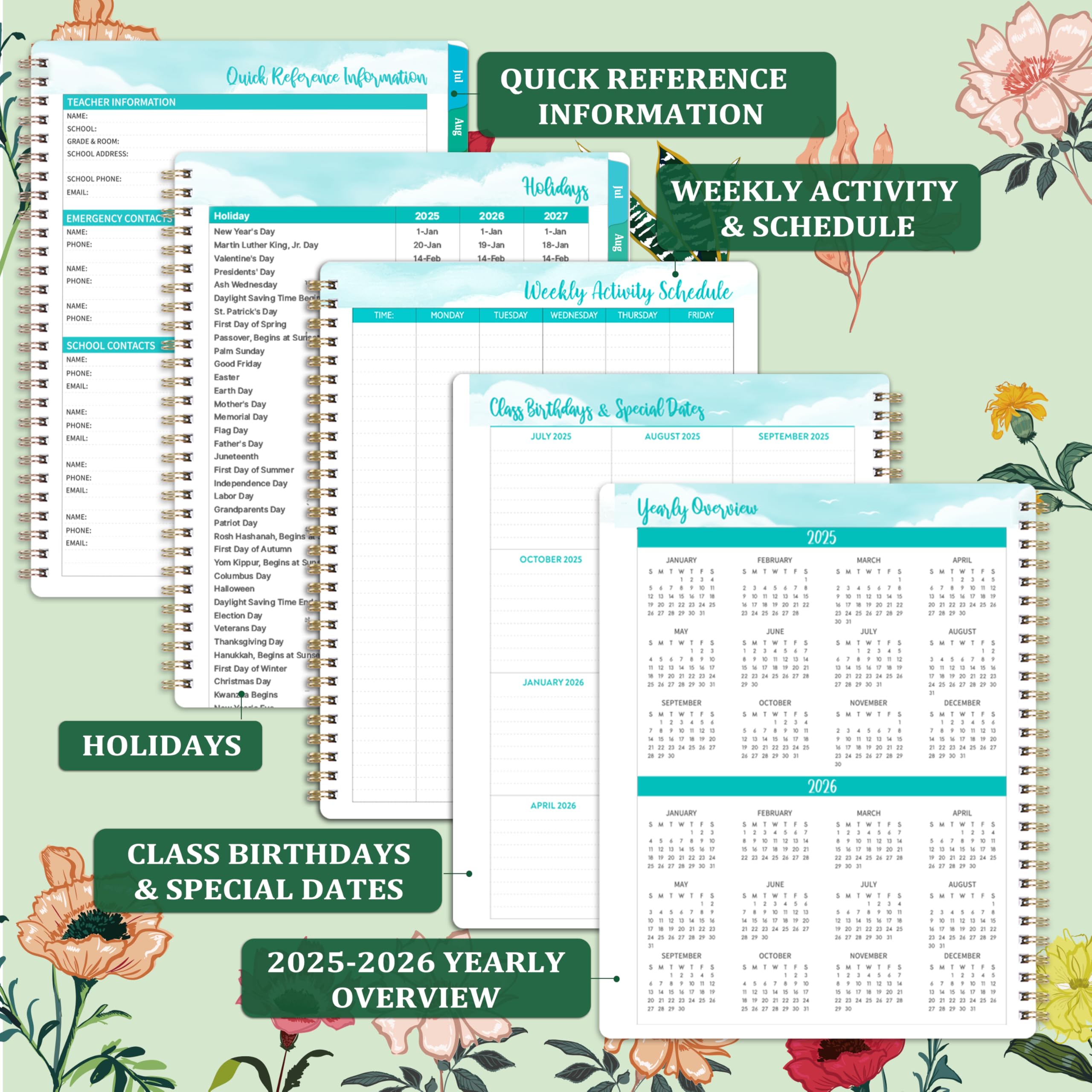 2025-2026 Teacher Planner - Academic Lesson Plan Book with Weekly & Monthly Calendar (July 2025-June 2026) | 8.5