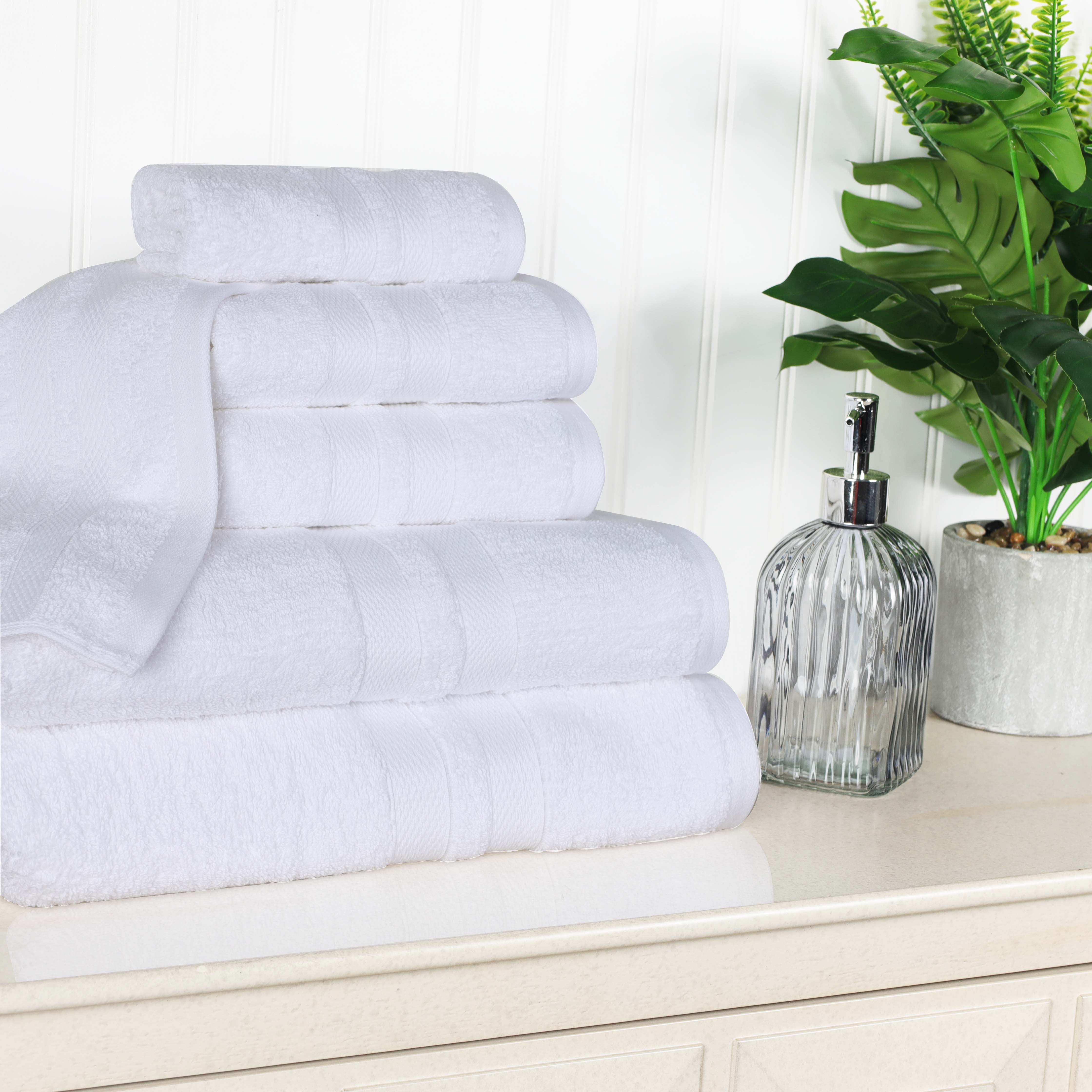 Ultra Soft Cotton Absorbent Bath Towel Set - 6 Piece Solid Color Collection for Spa, Gym & Luxury Home Use