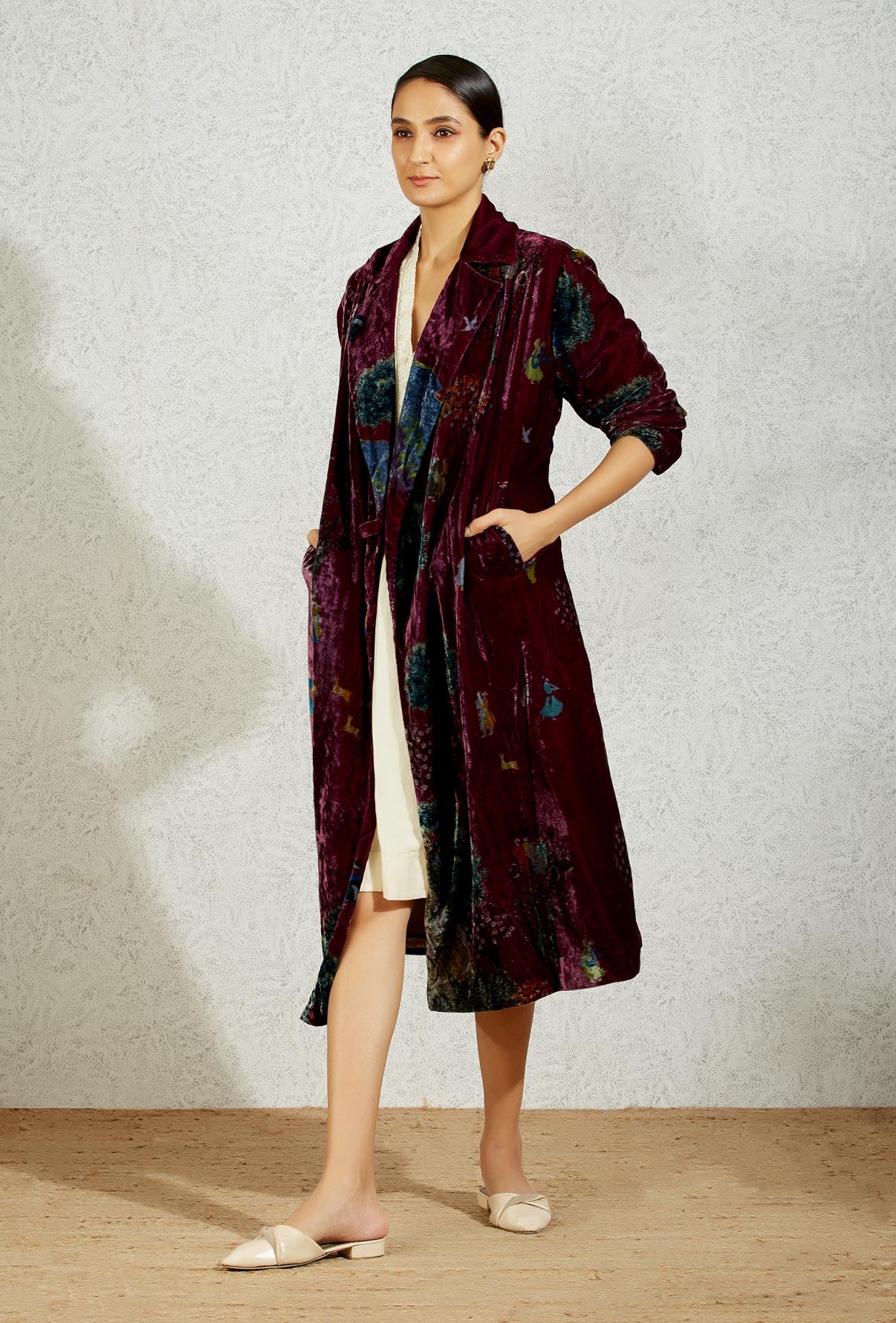 Luxury Long Velvet Coat for Women - Elegant Wine Red Winter Trench Coat - Perfect for Evening Parties, Weddings & Formal Events