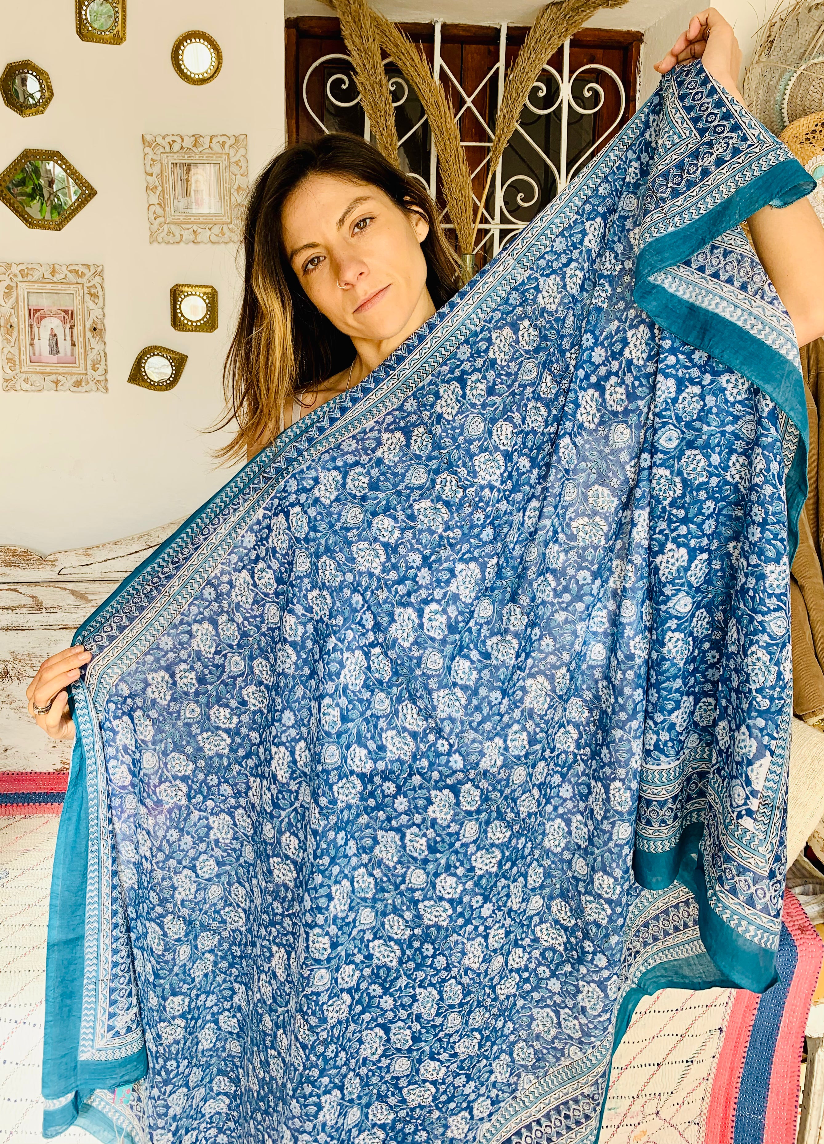 Stylish Block Print Cotton Sarong Pareo Shawl - New Collection for Beach, Pool, and Summer Fashion