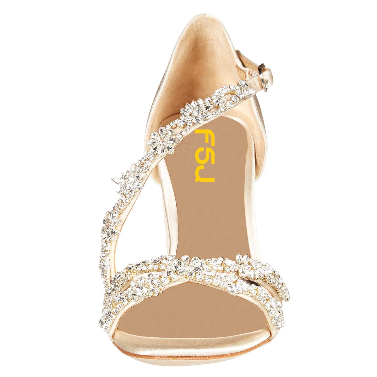 FSJ Women's Rhinestone Stiletto Sandals - Open Toe High Heel Clear Platform Cross Strap Buckle Dress Shoes for Women Size 4-15 US - Perfect for Weddings, Parties & Evening Events