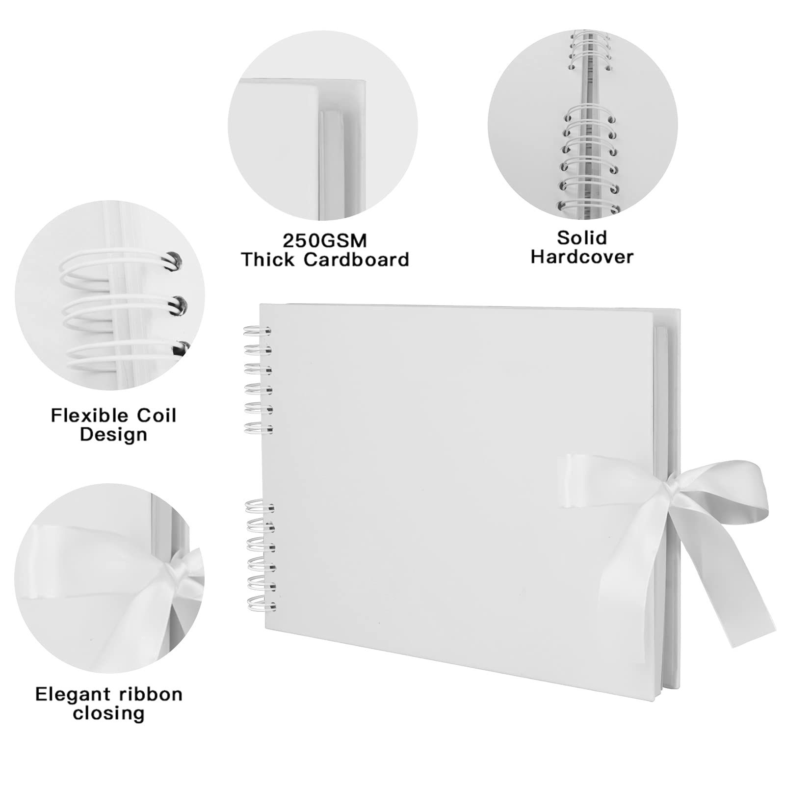 EVNEED Scrapbook Photo Album - Wedding Guest Book, Anniversary Memory Book for DIY Scrapbooking, Craft Paper Album, Perfect for Gifts (White) - Ideal for Weddings, Anniversaries, Baby Showers & Special Occasions