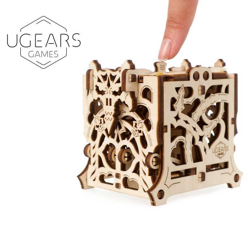 UGears Wooden Dice Keeper - Mechanical 3D Puzzle for Board Games & RPGs - Perfect for Dungeons & Dragons, Yahtzee, and Tabletop Gaming Accessories