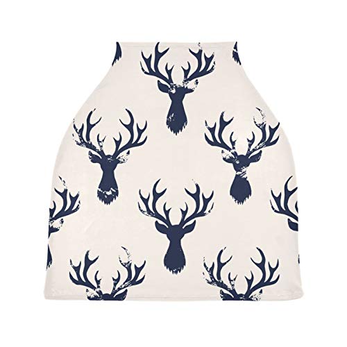 Blueangle Nursing Cover for Baby Breastfeeding - Deer Head Silhouette Car Seat & Stroller Cover - Soft Breathable Infant Shopping Cart & High Chair Protector - Perfect for Nursing, Travel & Outdoor Activities