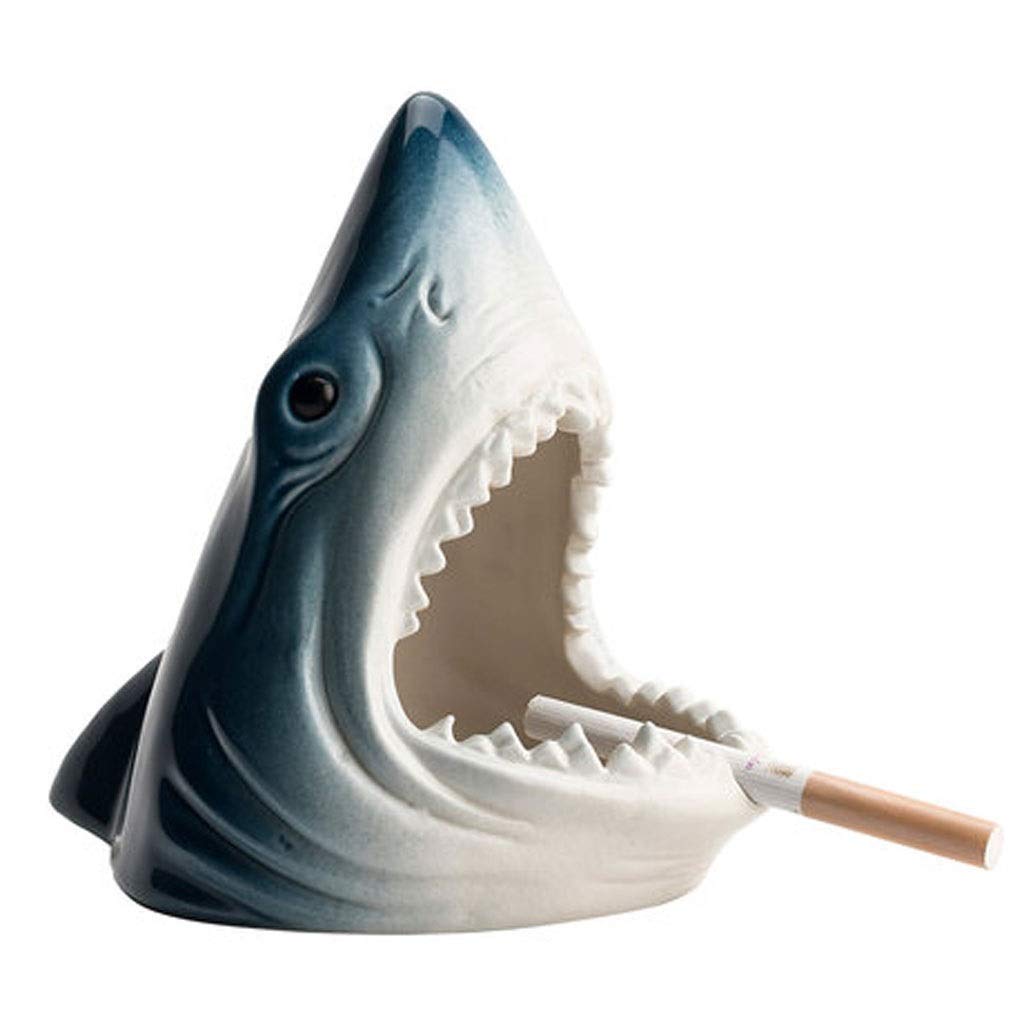 Premium AVEO Shark-Shaped Ashtray - Outdoor & Indoor Cigarette/Cigar Ash Tray for Patio, Home, Office - Blue Decorative Smoking Accessory - Perfect Gift for Smokers & Unique Tabletop Decor