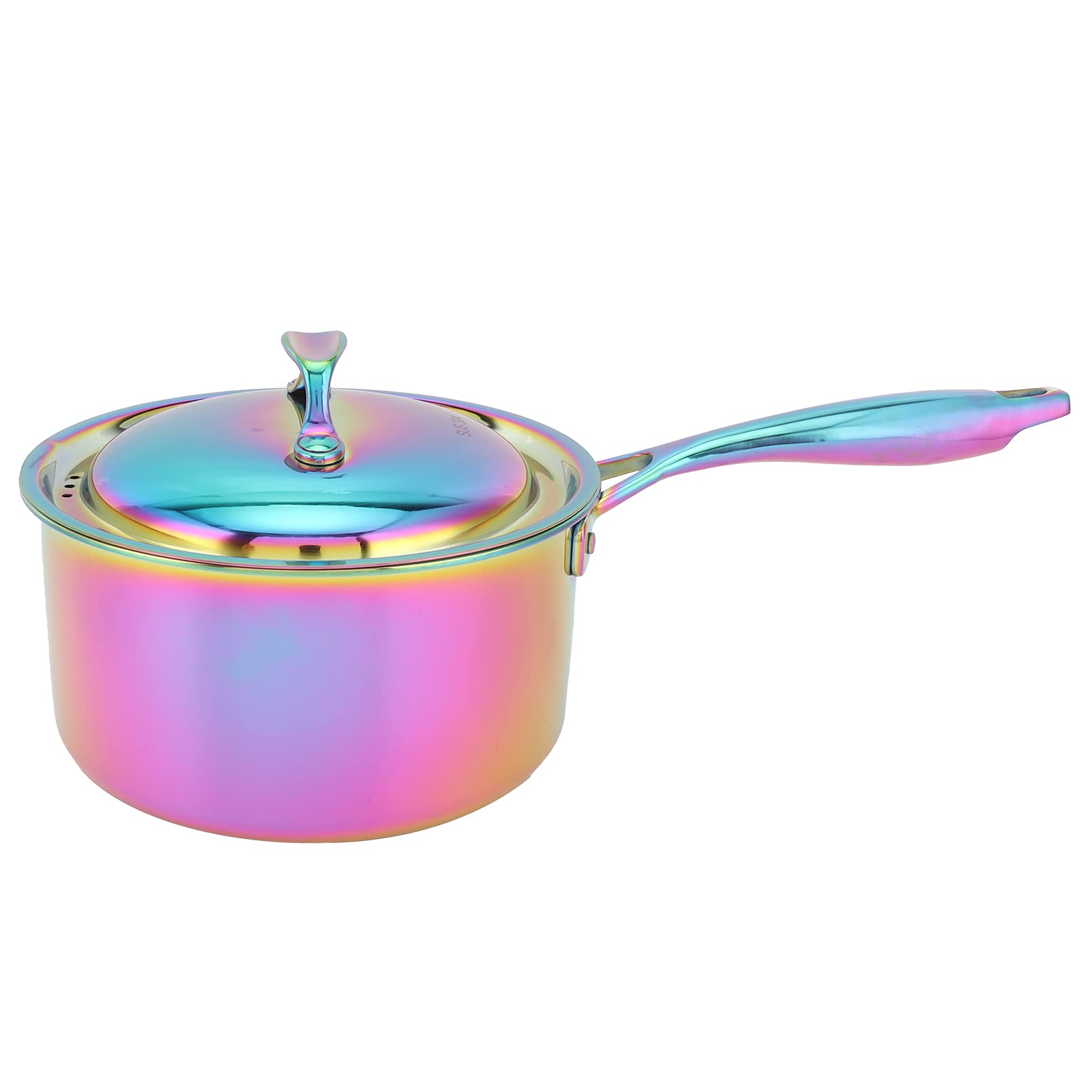 Premium Stainless Steel Milk Pot with Lid - Thickened 3-Layer Nonstick Bottom for Boiling, Heating & Frothing Milk - Perfect for Kitchen, Coffee & Tea Making (2 Color Options)