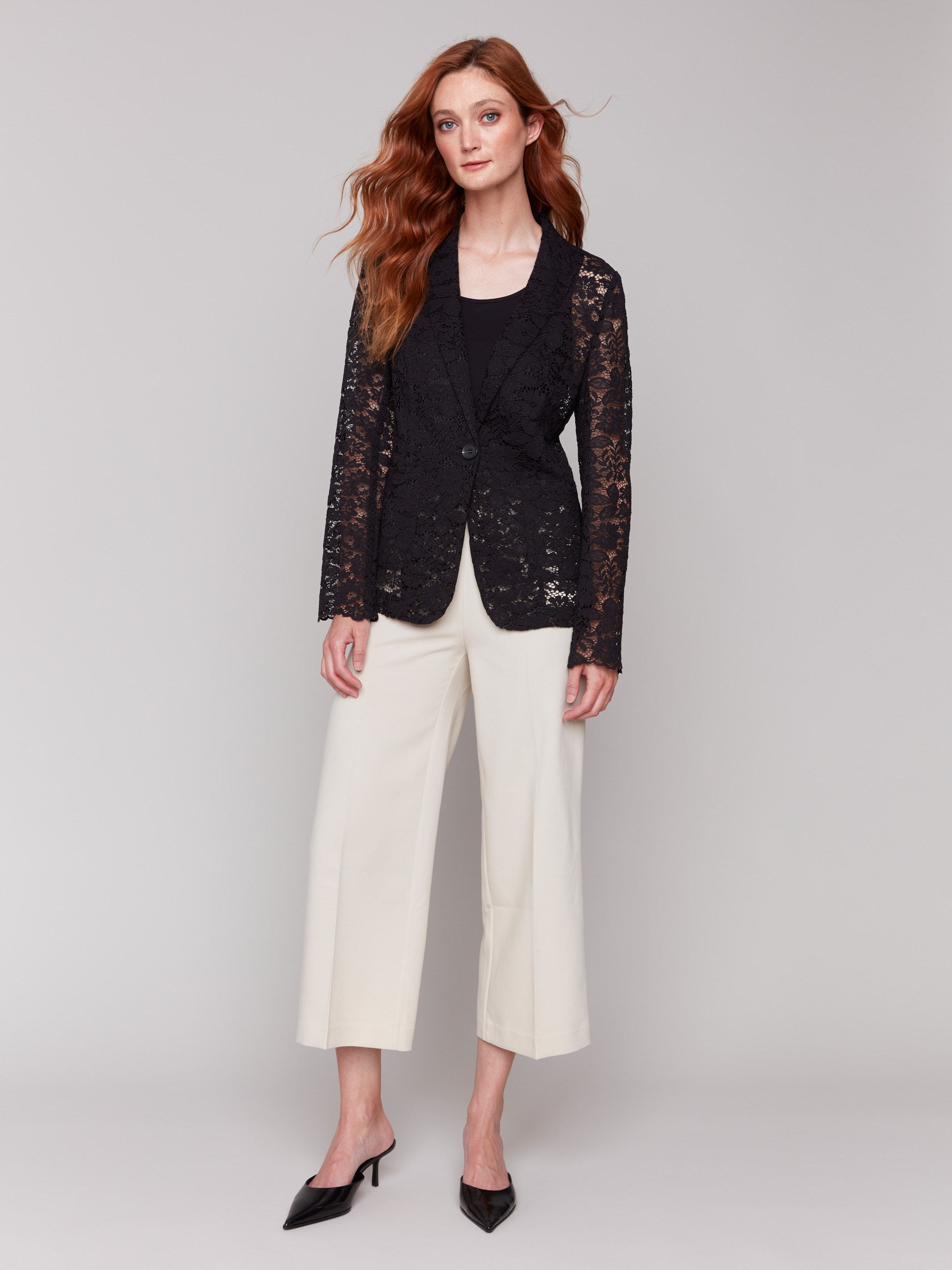 Elegant Black Lace Blazer for Women - Formal Office Wear & Evening Party Outfits