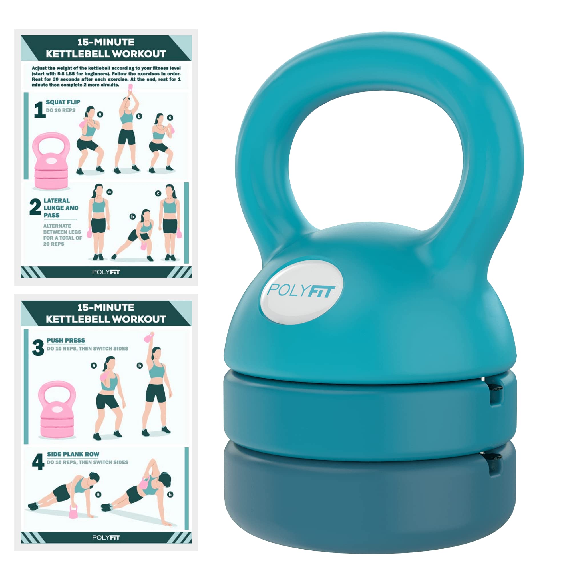 Adjustable Kettlebell Set - 12-40lbs Home Gym Weight Equipment for Strength Training, Cardio & Full Body Workouts | Perfect for HIIT, CrossFit & Functional Fitness at Home