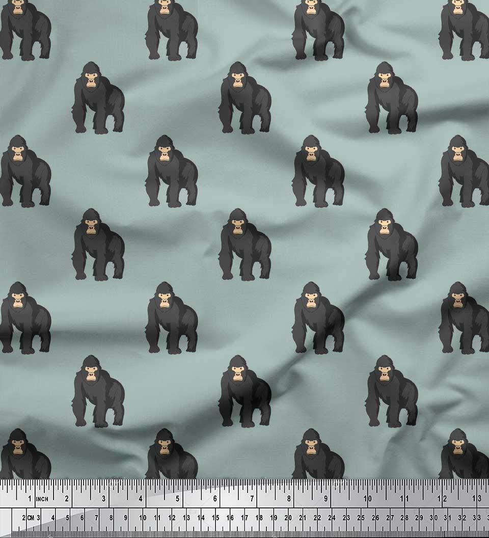 Soimoi Moss Georgette Brown Fabric by The Yard - 42 Inch Wide Gorilla Animal Print Textile for DIY Crafts, Upholstery & Home Decor - Unique Printed Fabric for Sewing Projects & Fashion Design