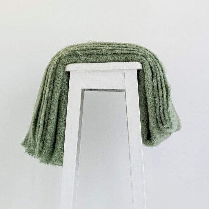 Luxury Windermere Olive Mohair Throw Blanket - Soft & Warm Wool Blend for Sofa, Bed, or Couch - Perfect for Cozy Nights & Home Decor