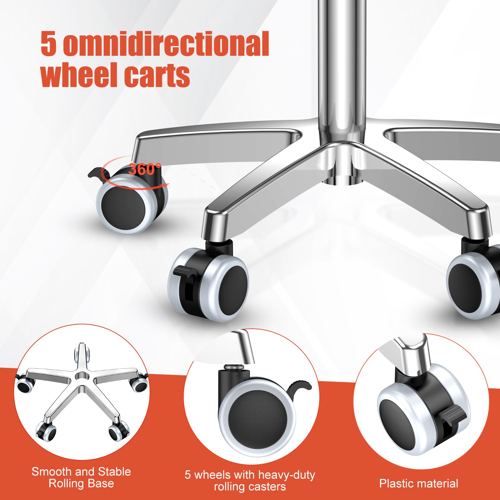 ChoJiah Extra Large Rolling Salon Tray on Wheels - Heavy Duty Mobile Hairstylist & Tattoo Cart - Perfect for Hair Salons, Dental Clinics & Beauty Studios - Ideal for Styling Tools, Tattoo Supplies & Medical Equipment Organization