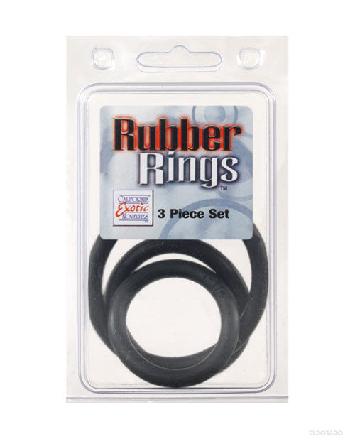 Premium Black Rubber Cock Rings - 3 Piece Set for Enhanced Pleasure & Performance | Perfect for Couples & Solo Play