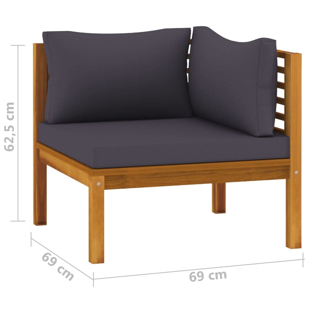 vidaXL 6-Piece Patio Lounge Set - Outdoor Garden Furniture with Cushions, Acacia Wood Sectional Sofa in Retro Style - Perfect for Backyard, Poolside & Patio Relaxation