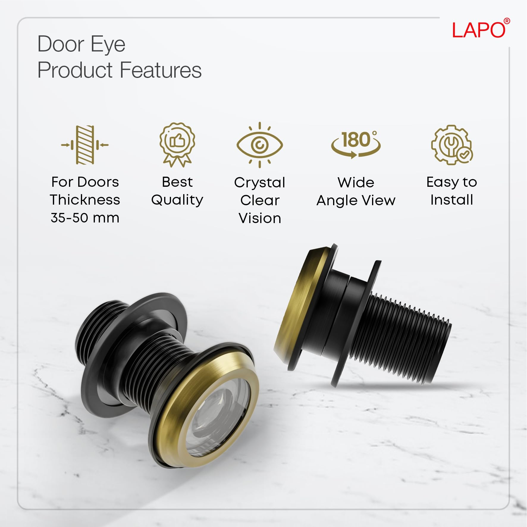 180 Degree Wide Angle Door Peephole Viewer - Clear Lens Home Security Eyehole for Front Doors & Apartments - Antique Bronze Finish (Pack of 1) | Enhance Safety for Elderly, Kids & Nighttime Visitors