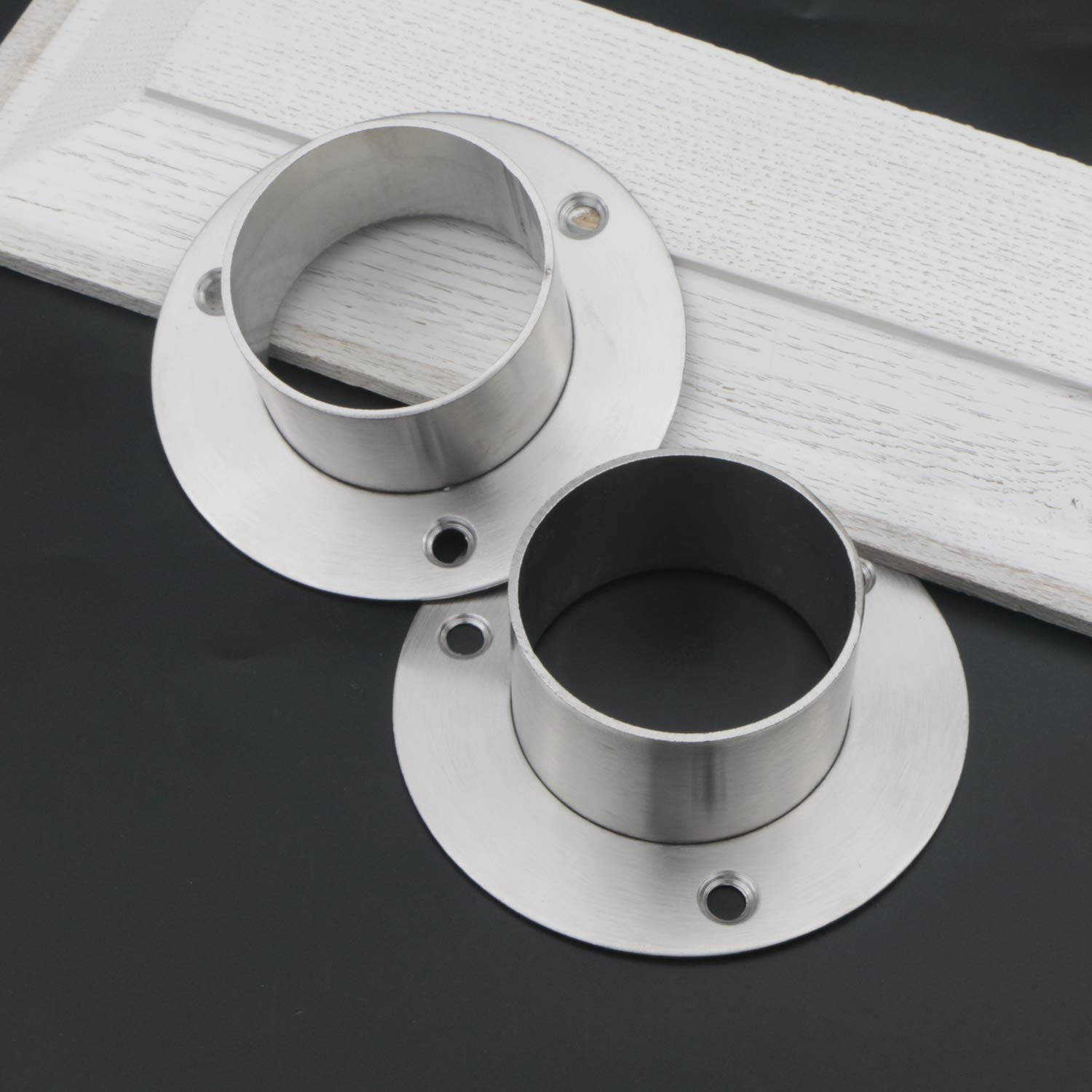 4Pcs Heavy Duty Stainless Steel Closet Rod Flange Holder - 2 Inch (51mm) Inner Diameter Pipe Mounting Bracket - Perfect for Wardrobe, Closet Organization & DIY Home Storage Solutions