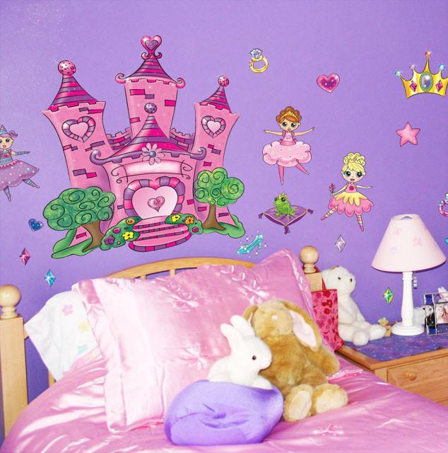 Princess Heart Castle Wall Mural Sticker - Removable Decal for Kids' Room, Nursery, Playroom Decor - Perfect for Bedroom, Birthday Party & Fantasy Themed Events