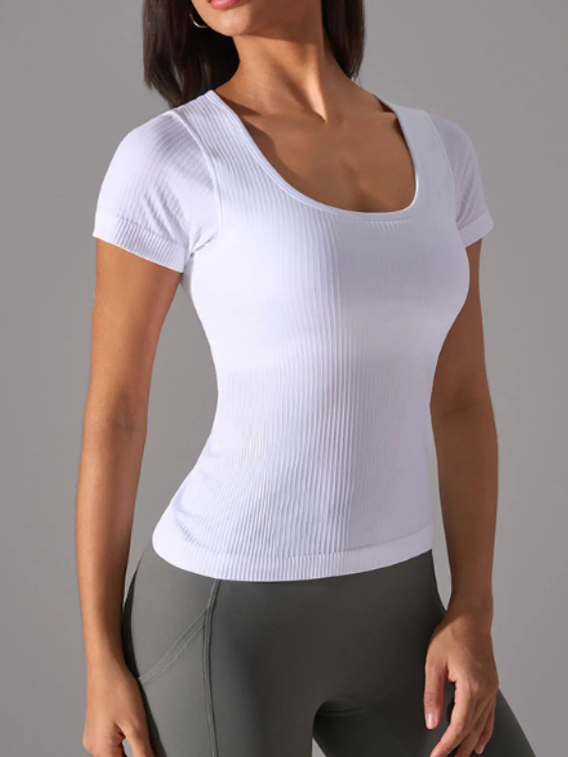 Square Neck Workout T-Shirt with Removable Chest Pads - Perfect for Yoga, Gym & Running | Breathable Activewear Top for Women