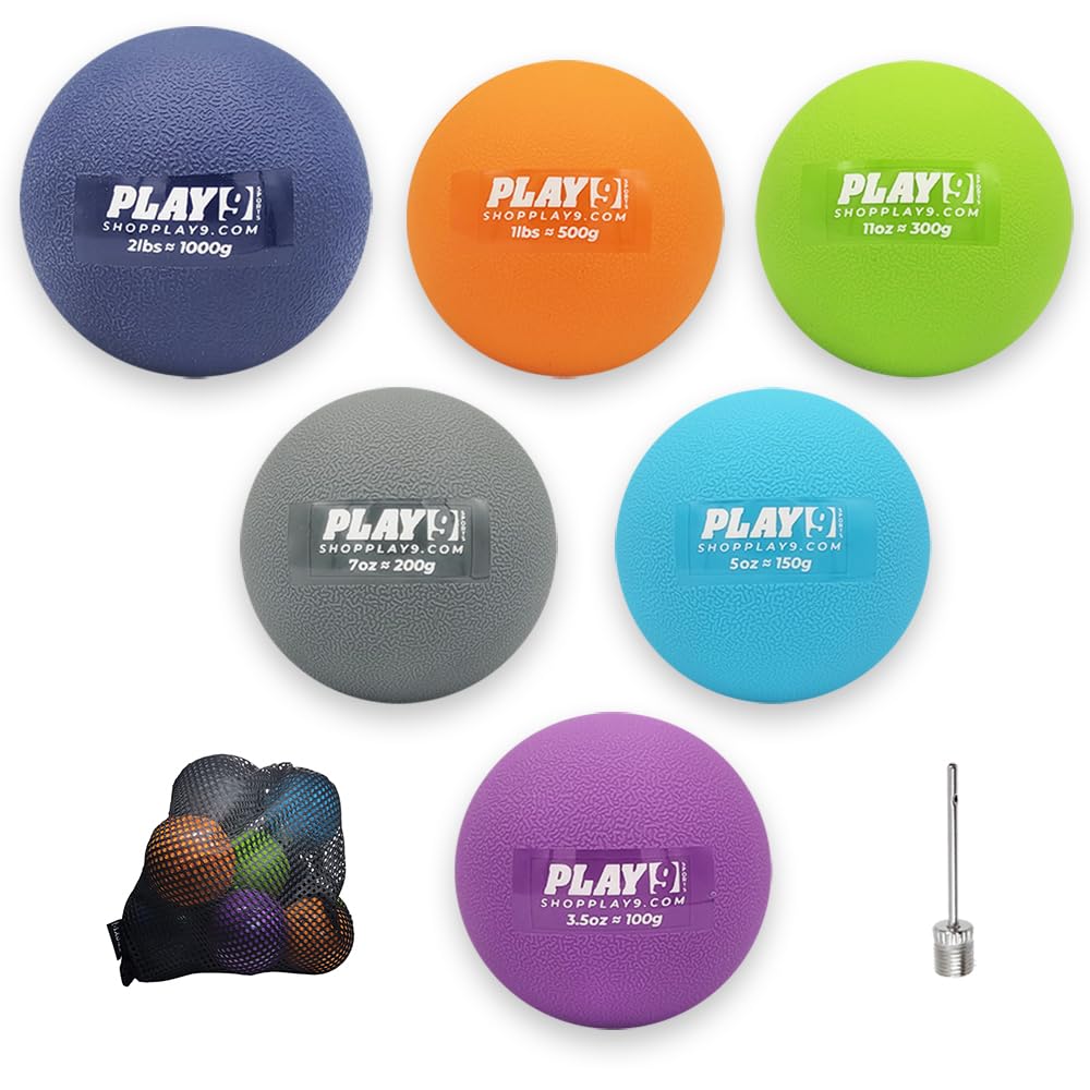 SHOP PLAY 9 - Premium Plyometric Weighted Baseballs for Arm Strength & Velocity Training - Textured Grip Baseballs for Throwing, Stretching & Pitching Drills - Perfect for Baseball Players, Coaches & Athletes - Enhance Performance & Prevent Injuries