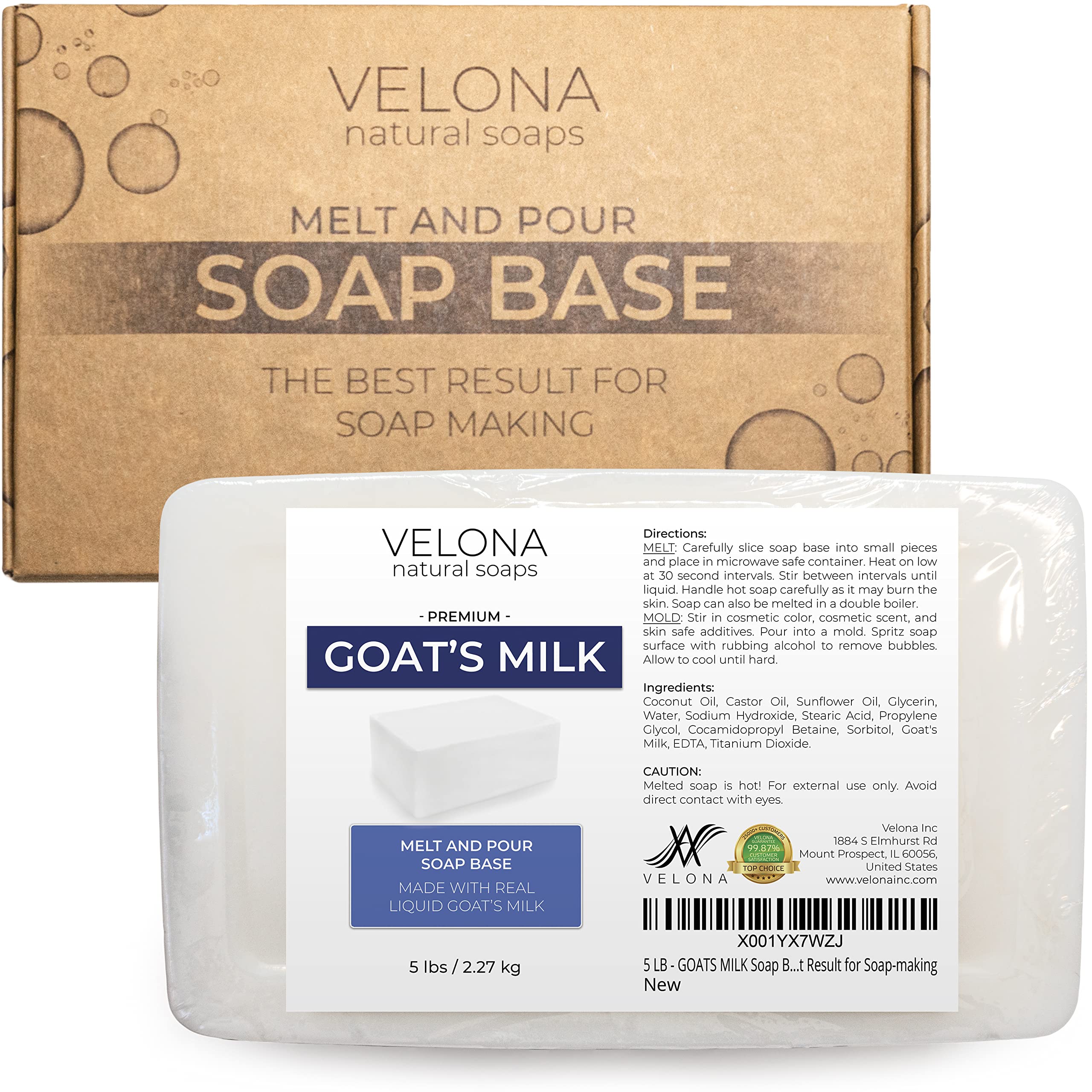 Velona 5 LB Goat Milk Soap Base - SLS/SLES Free, Melt and Pour, Natural Soap Making Supplies for Handmade Soaps | Perfect for DIY Skincare, Gifts, and Home Spa Treatments