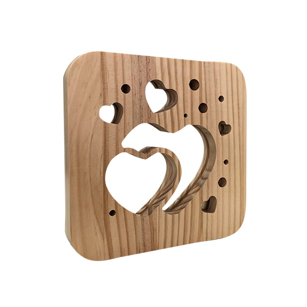 Romantic Wooden Heart Light Table Lamp - Decorative Hollow Night Light for Bedroom, Desk, Valentine's Day, Wedding Centerpiece & Party Decor - Warm Ambient Lighting for Home Decor & Special Occasions