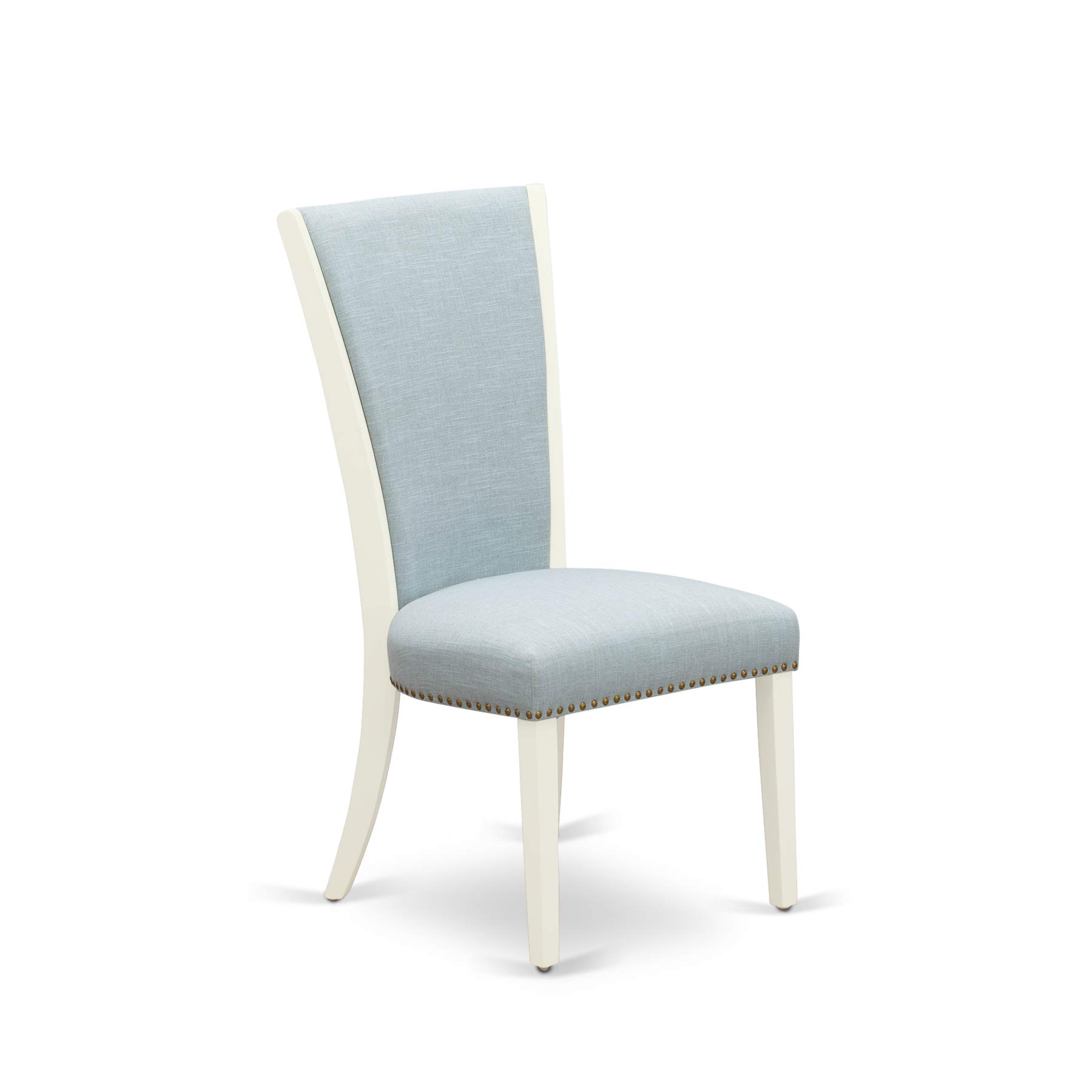 East West Furniture 5-Piece Dining Set - 36x60 Inch Rectangle Kitchen Table & 4 Baby Blue Linen Parsons Chairs, Modern White Dining Room Furniture for Small Spaces | Perfect for Breakfast Nooks, Apartments, and Cozy Family Meals