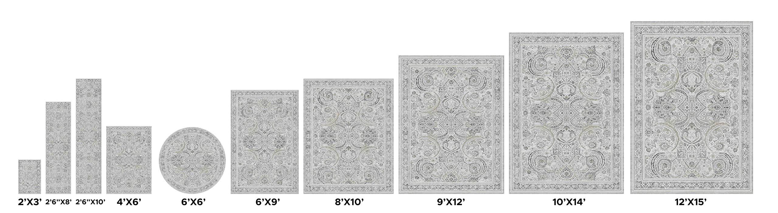 Pasargad Home Fantasia Collection Power Loom Ivory & Silver Area Rug - 8'x8' Polypropylene & Polyester Rug for Living Room, Bedroom, or Office Decor