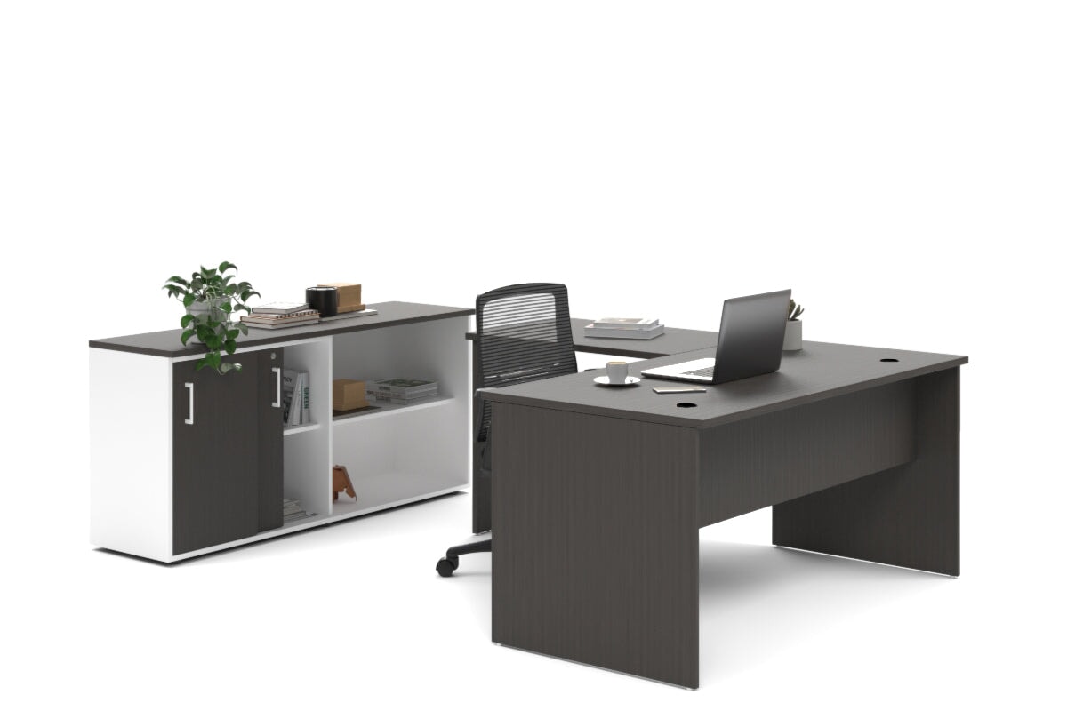 L-Shaped Executive Desk with Uniform Panel & White Carcass - 1600L x 1600W - Perfect for Home Office, Corporate Workspace & Modern Office Decor