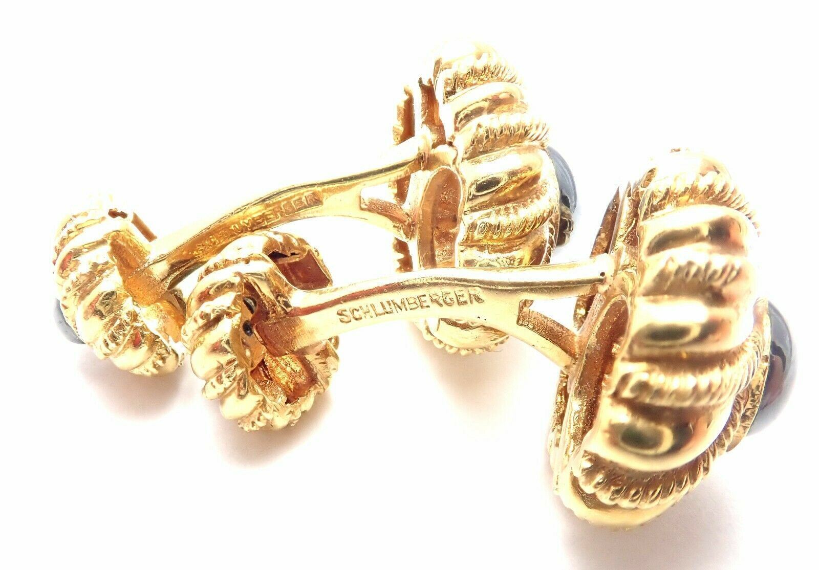 Authentic Tiffany & Co Jean Schlumberger 18k Yellow Gold Hematite Cufflinks for Men - Luxury Dress Shirt Accessories for Weddings & Formal Events