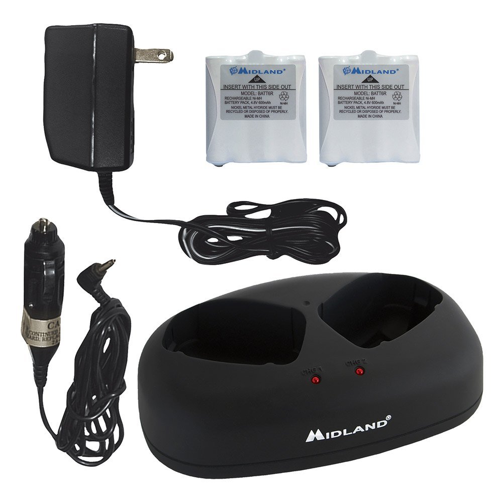 Midland AVP6 Battery and Charger Pack for LXT Two-Way Radios - Replacement Power Solution for Walkie Talkies - Perfect for Outdoor Adventures, Construction Sites, and Emergency Communication