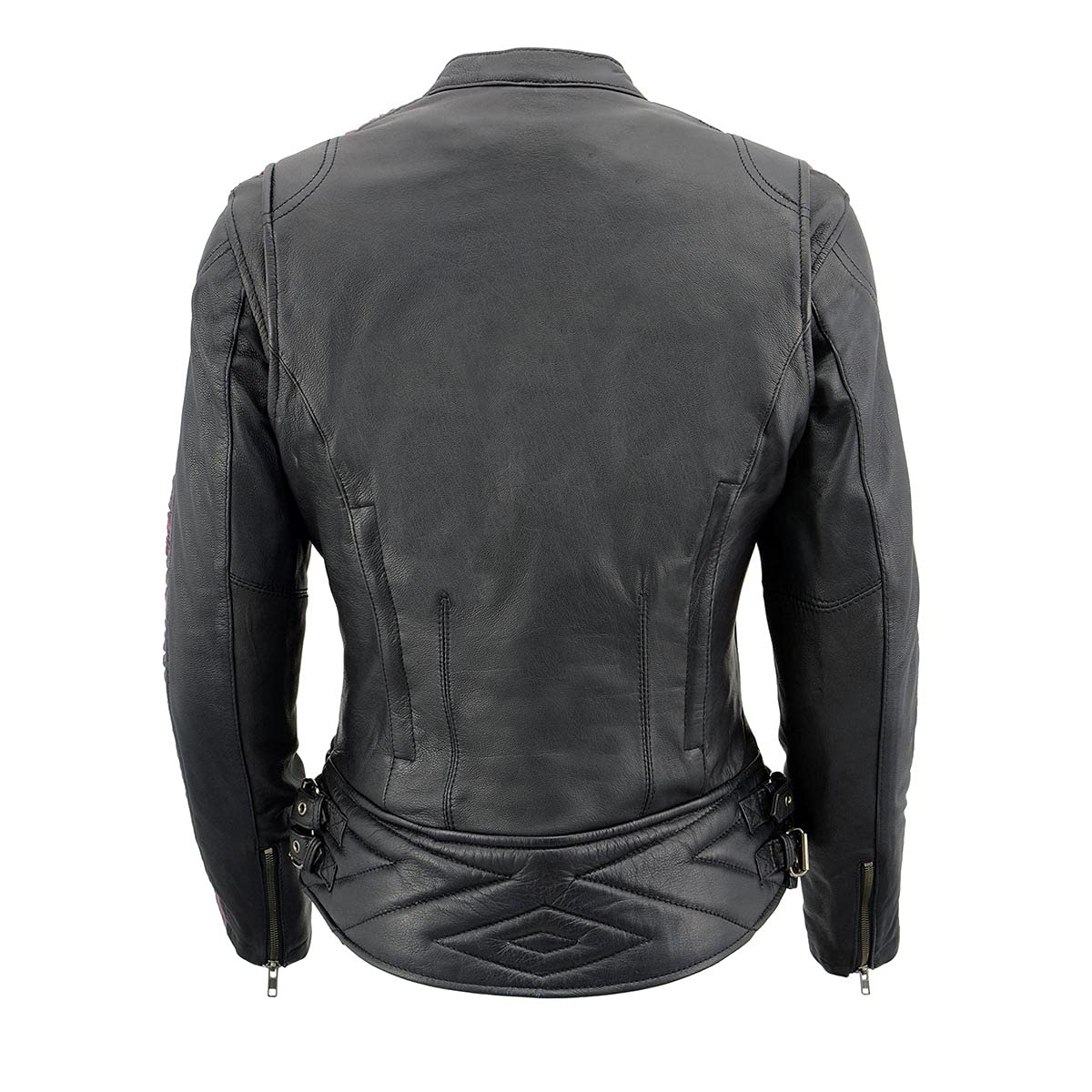 Milwaukee Leather MLL2571 Women's Black Crinkled Arm Lightweight Racer Jacket - Stylish Motorcycle Riding Gear for Women, Perfect for Biking & Outdoor Adventures