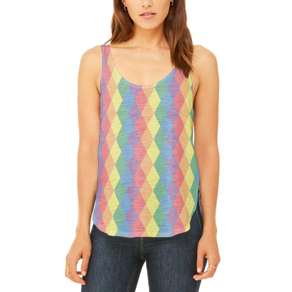 Old Glory LGBT Jester Gay Pride Parade Costume - Juniors Flowy Side Slit Tank Top for Pride Events, LGBTQ+ Celebrations & Festivals